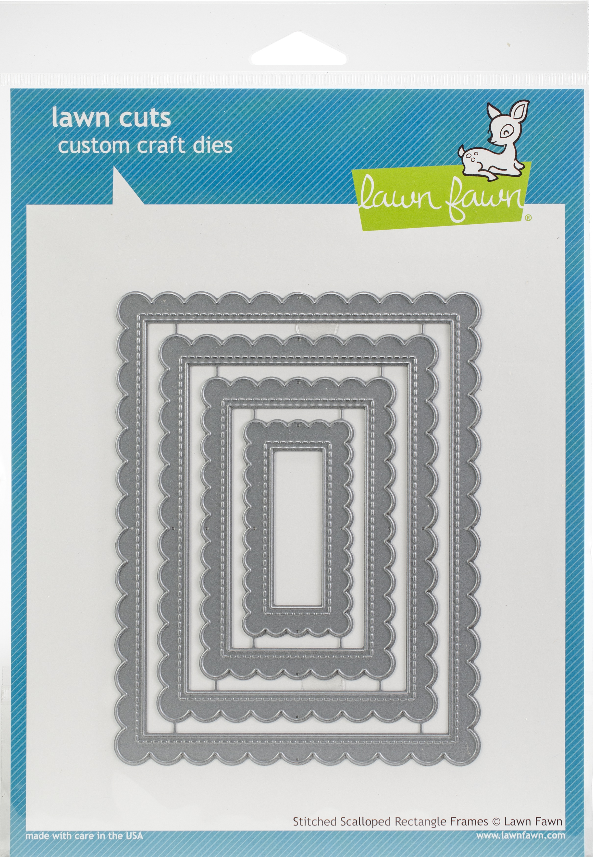 Lawn Fawn Lawn Cuts Custom Craft DieStitched Scalloped Rectangle