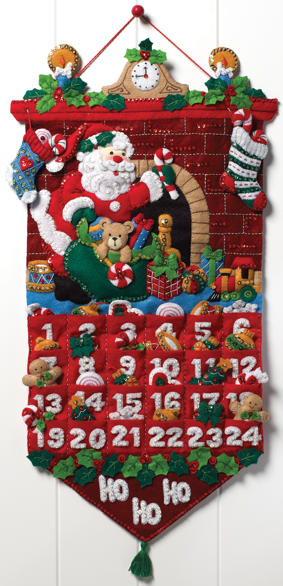 Bucilla Advent Calendar Felt Applique Kit 13 X25 Must Be Santa 86312 