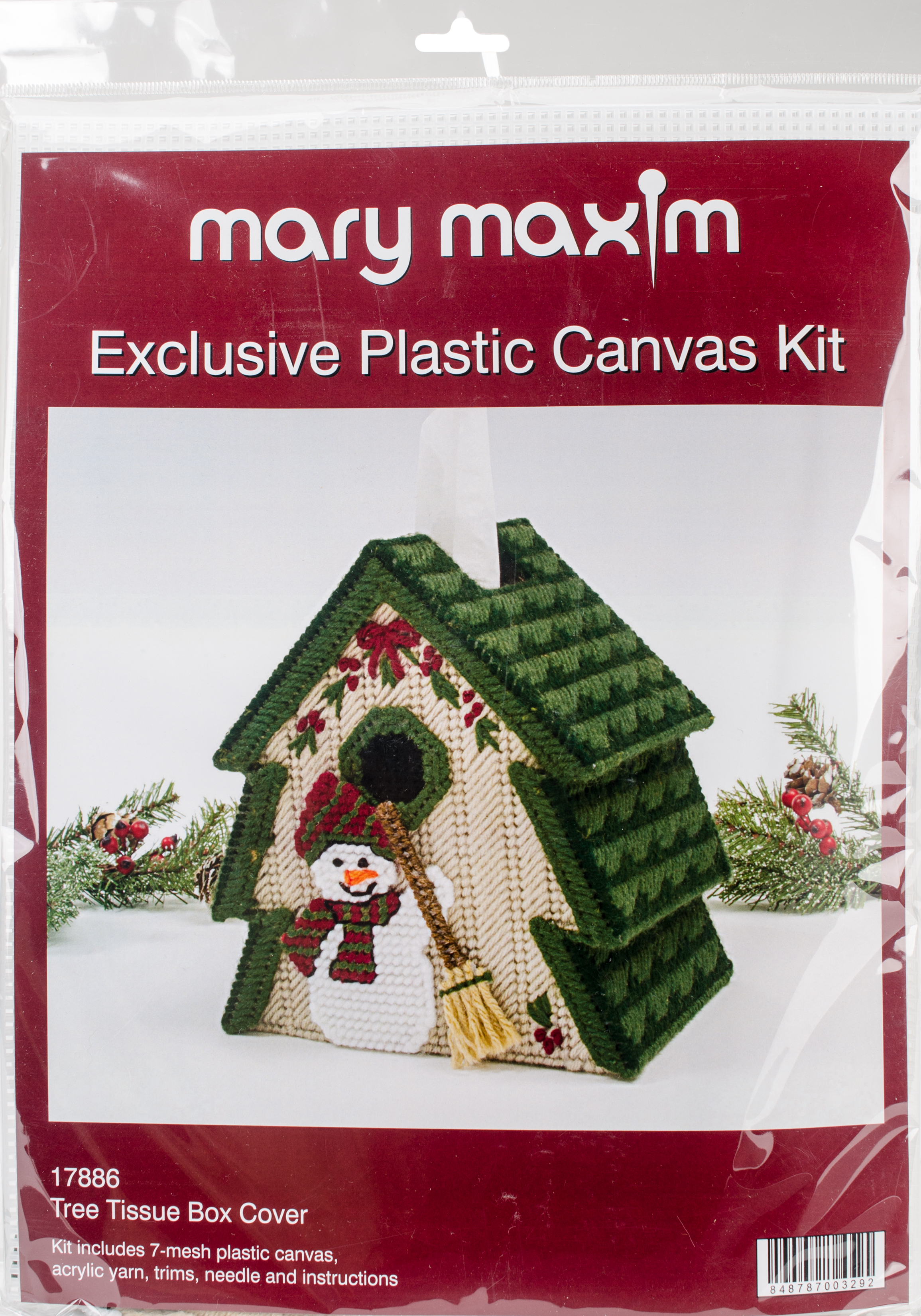 Mary Maxim Plastic Canvas Tissue Box Kit 5/"-snow Globe 7 Count