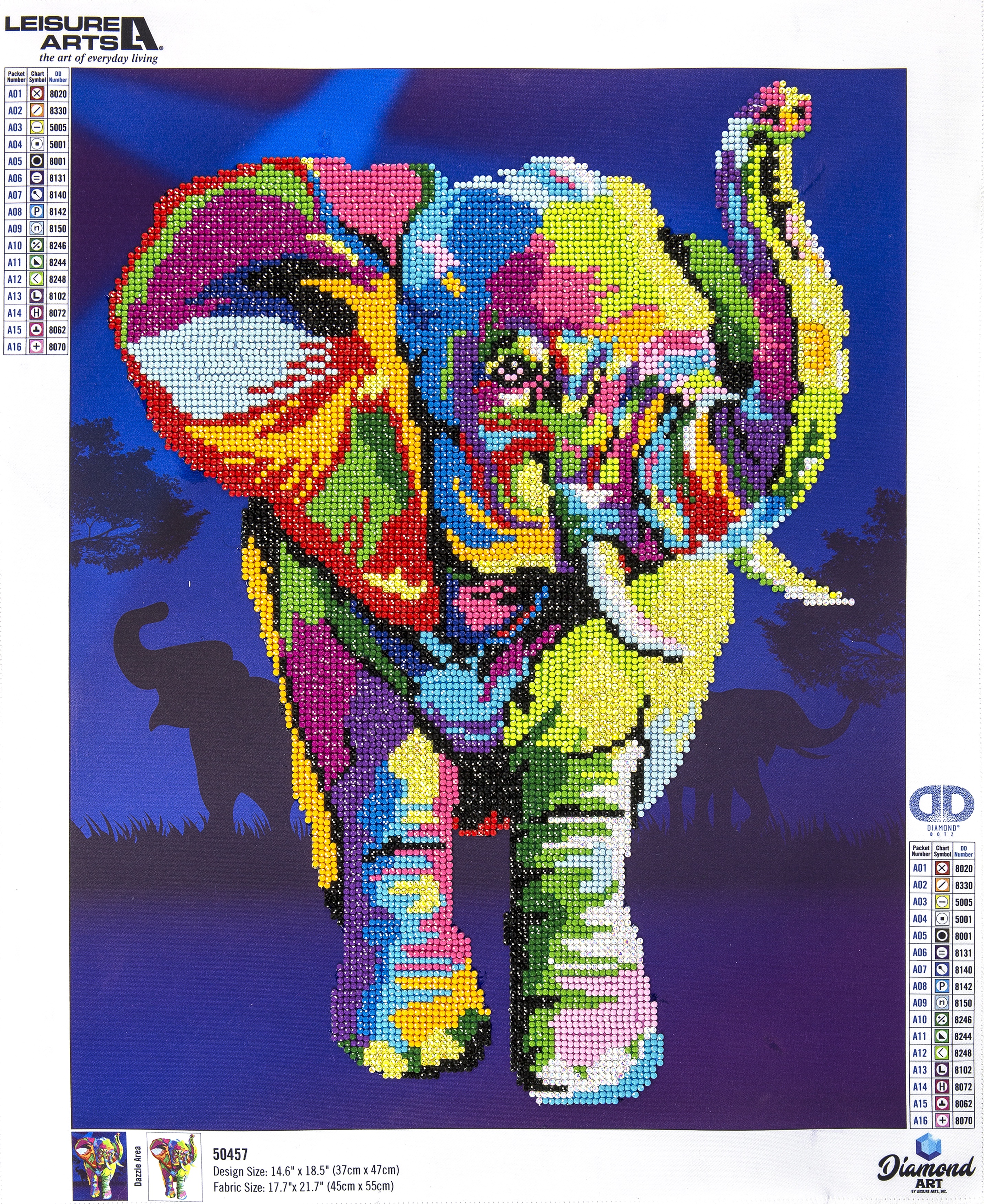 Leisure Arts Diamond Art Advanced Kit 14.57"X18.5"-Elephant 28906504576