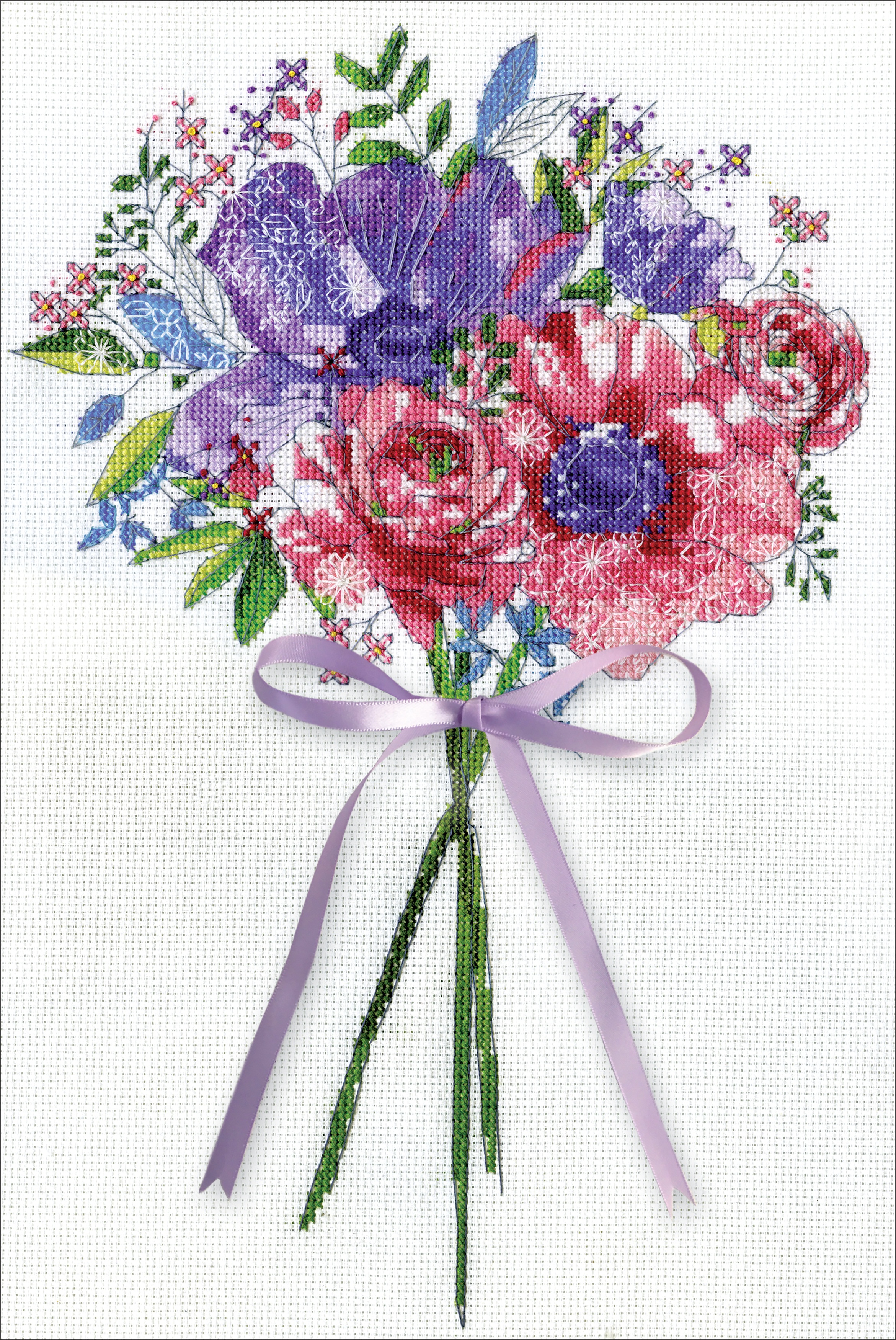 Design Works Counted Cross Stitch Kit 10"X14"-Flowers & Lace (14 Count