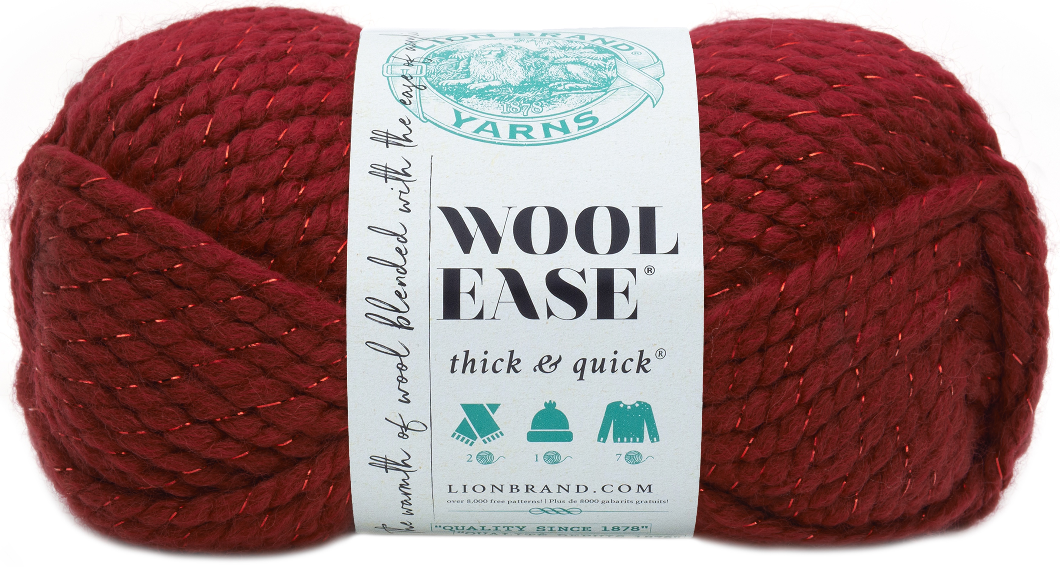 Lion Brand WoolEase Thick & Quick YarnPoinsettia Metallic, 640306