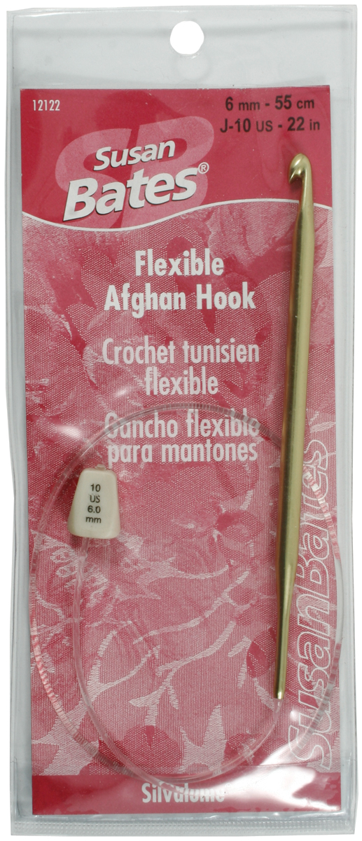 "Silvalume Aluminum Flexible Afghan Crochet Hook 22""Size J10/6mm, Set