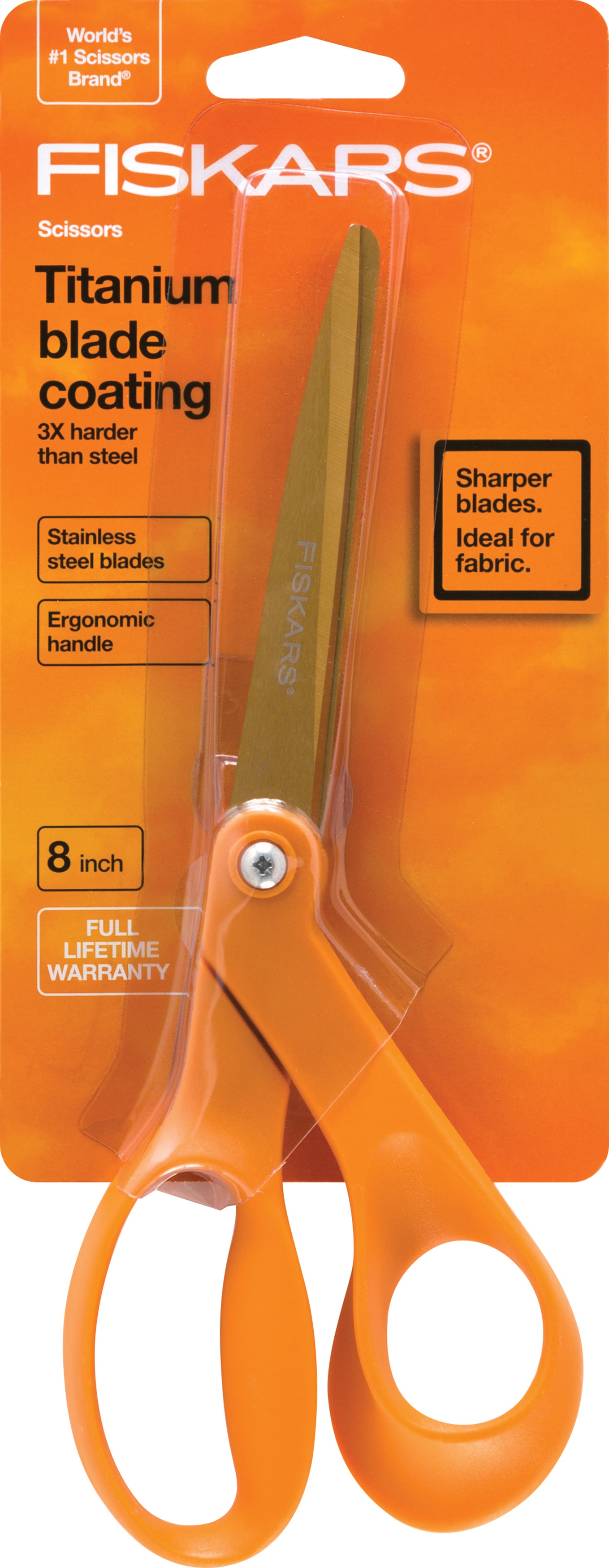 Offset Handle Grip Fiskars 12-75817097 8-Inch Titanium Scissors 