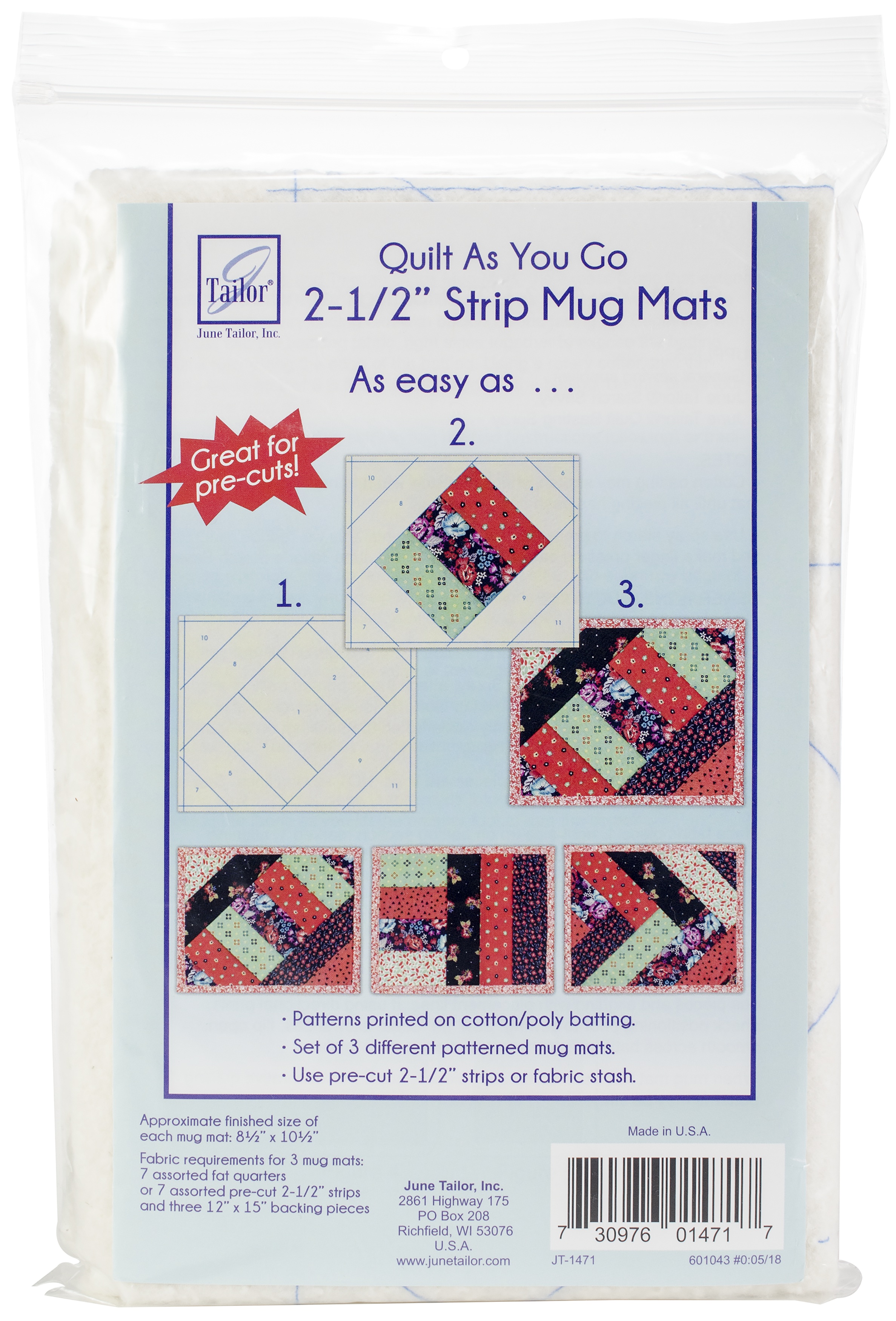 june-tailor-quilt-as-you-go-2-5-strip-mug-mats-3-pkg-finished-size-8-5-x10-5-730976014717-ebay