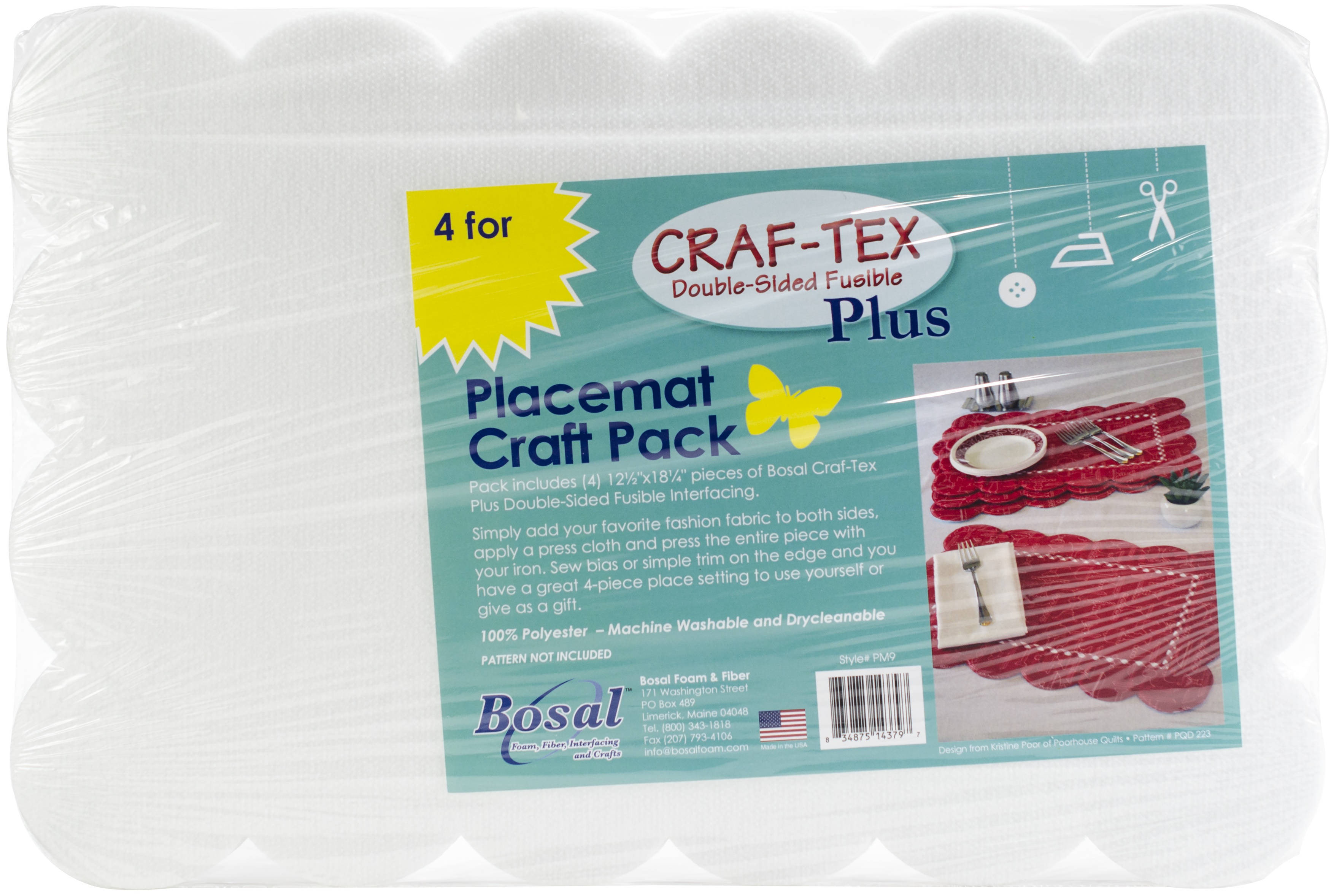 Bosal CrafTex Plus DoubleSided Fusible Placemat Craft Pack12.5"X18