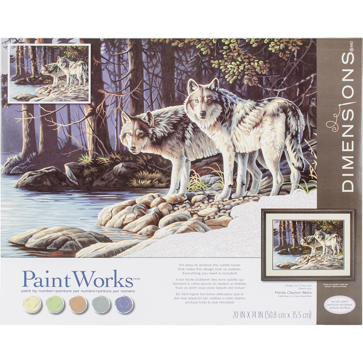 Dimensions Paint Works Paint By Number Kit 20"X14"Gray Wolves, 91445 eBay