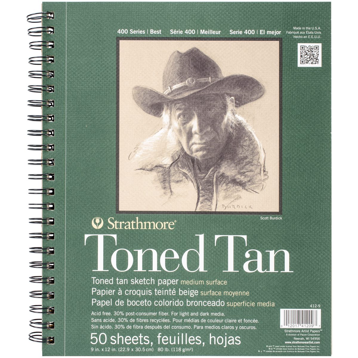 Strathmore Toned Sketch Spiral Paper Pad 9"X12"-Tan 50 Sheets - Afbeelding 1 van 1