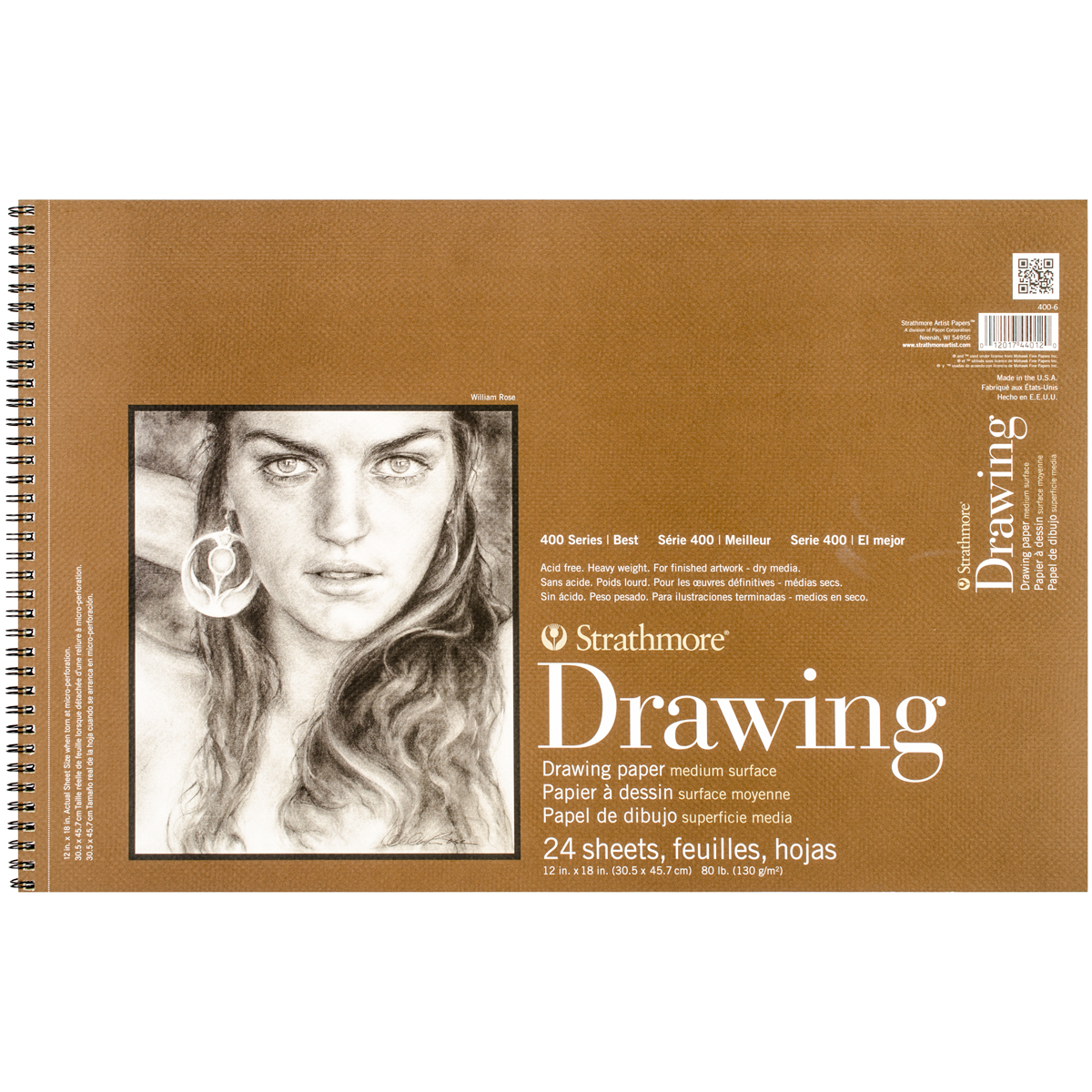 Strathmore Medium Drawing Spiral Paper Pad 12"X18"24 Sheets