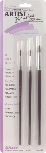 Red Sable Artist Brush Set-3/Pkg - Picture 1 of 1