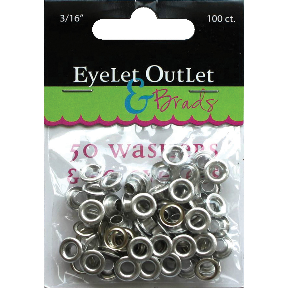 Eyelet Outlet Eyelets & Washers 3/16", 50 Eyelets, 50 Washers, QEYE