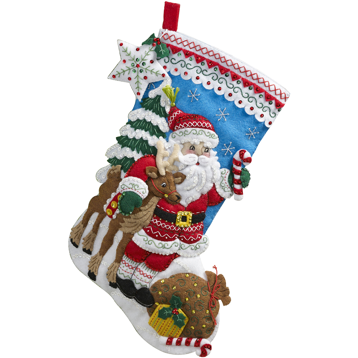 Bucilla Felt Stocking Applique Kit 18" LongNordic Santa, 86647 eBay