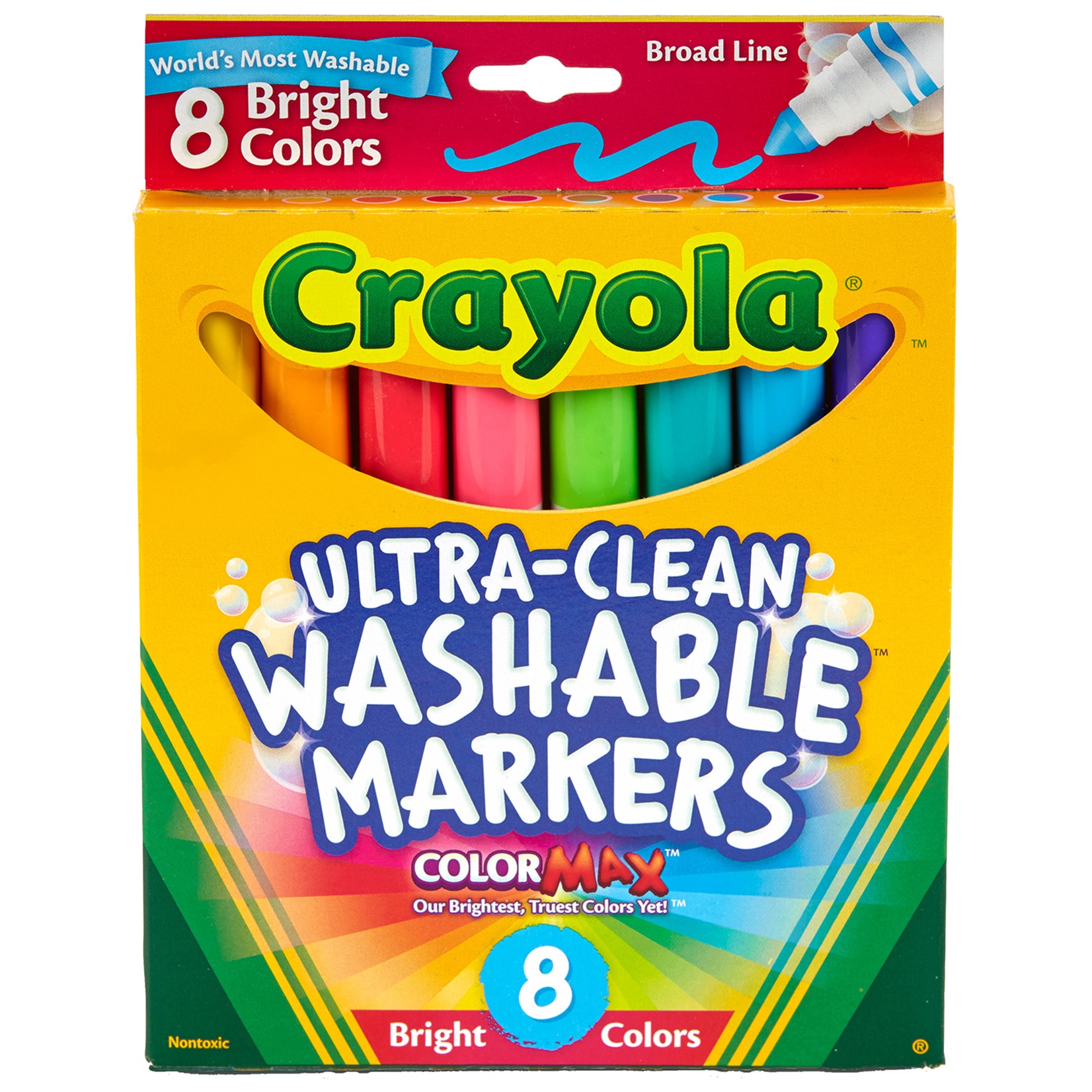 Crayola UltraClean Color Max Broad Line Washable MarkersBright Colors