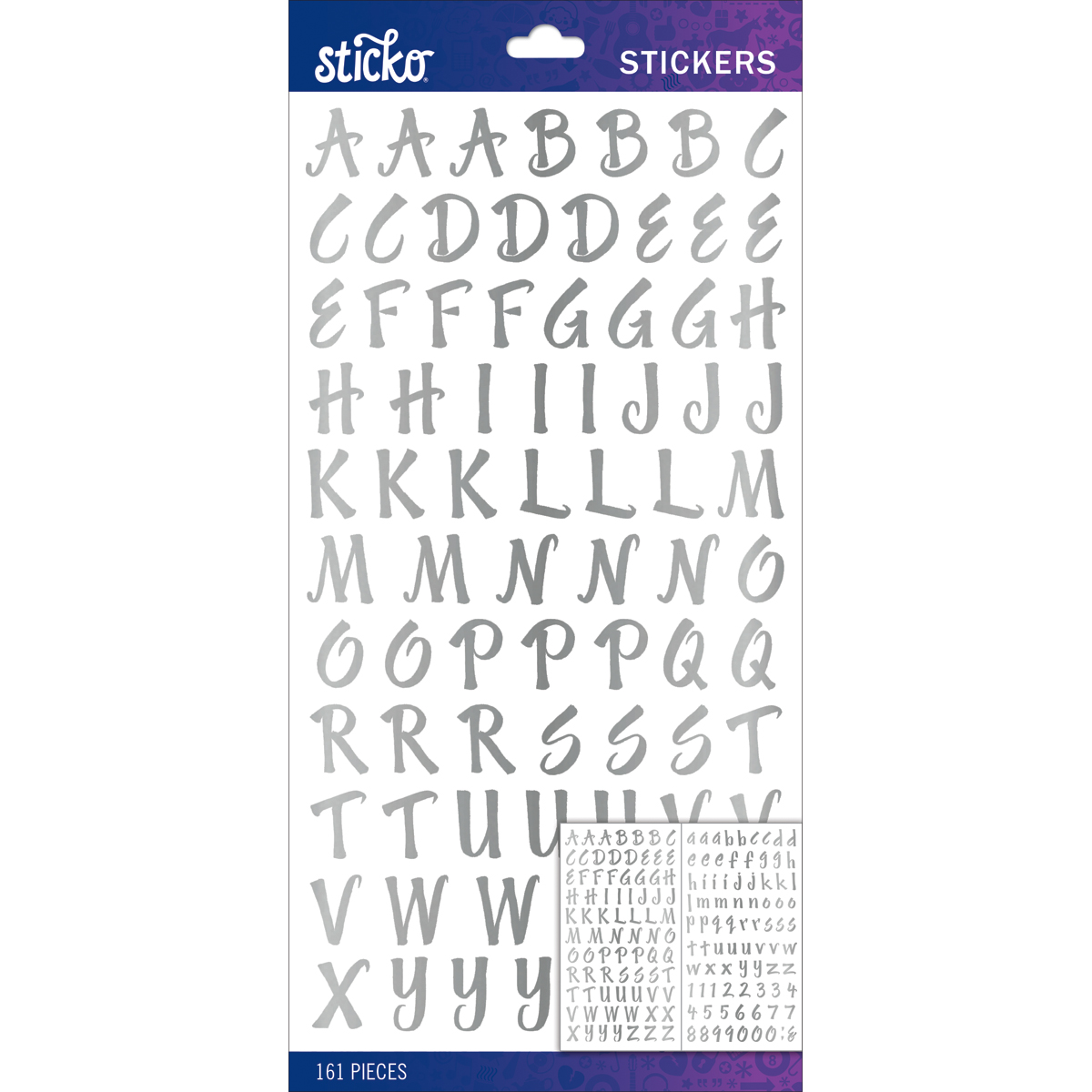 Sticko Alphabet Stickers-Silver Foil Brush Small - 第 1/1 張圖片