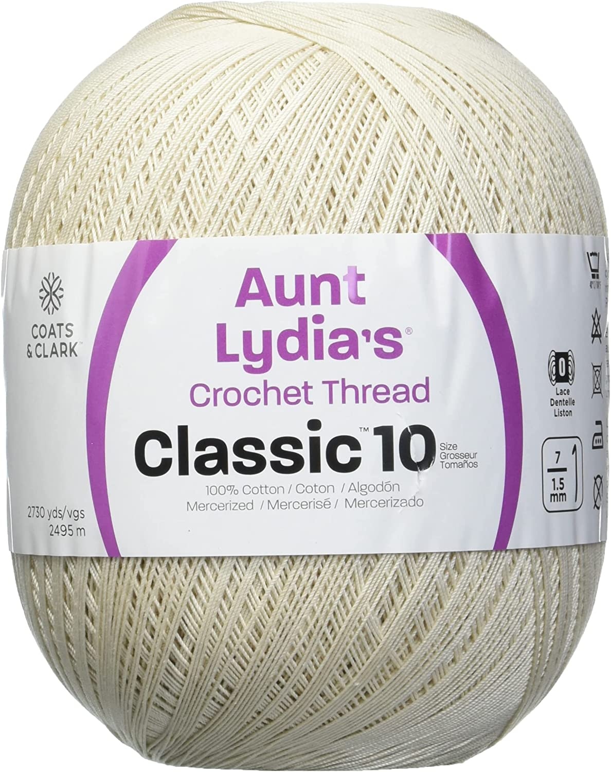 Aunt Lydia's Classic Size 10 Crochet Thread Jumbo Size 2730 Yards White