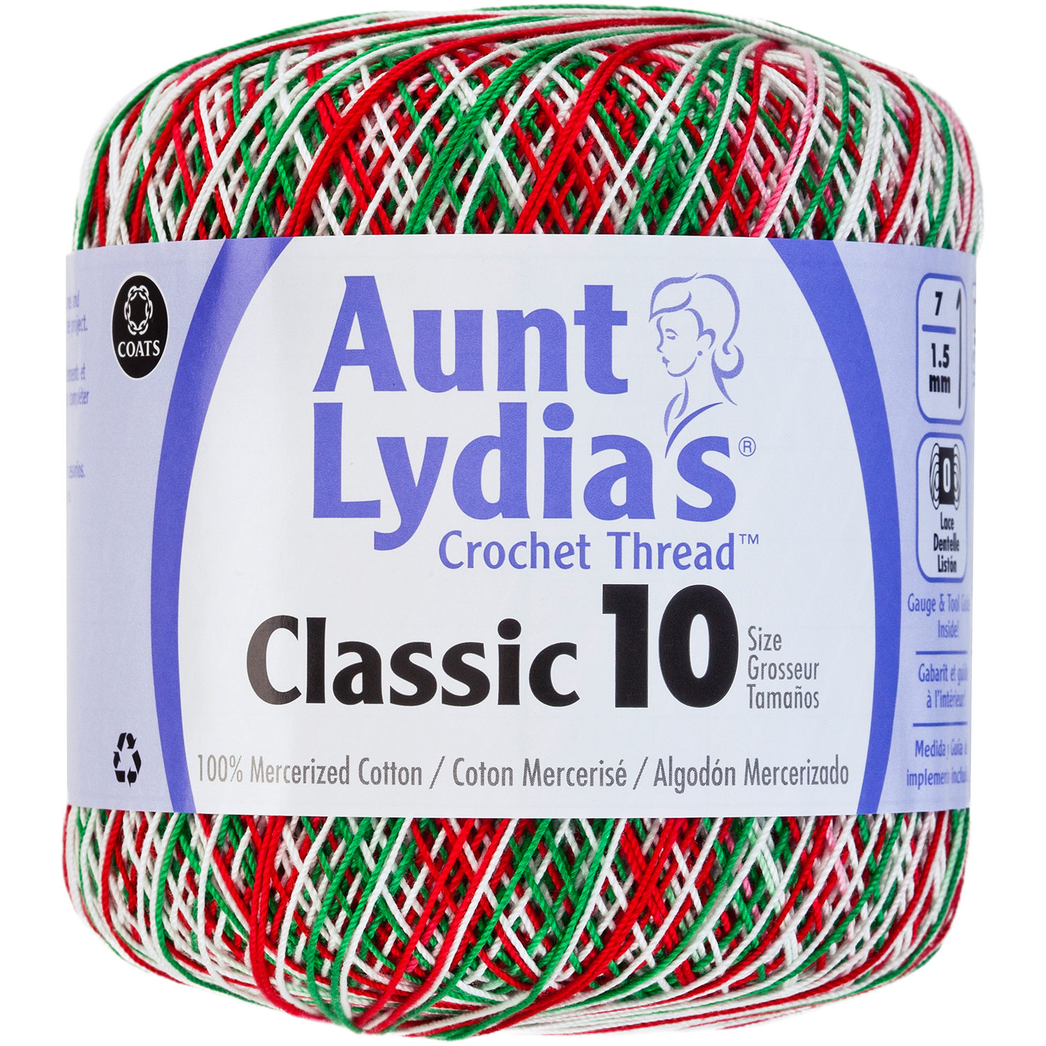 "Aunt Lydia's Classic Crochet Thread Size 10Shades Of Christmas, Set