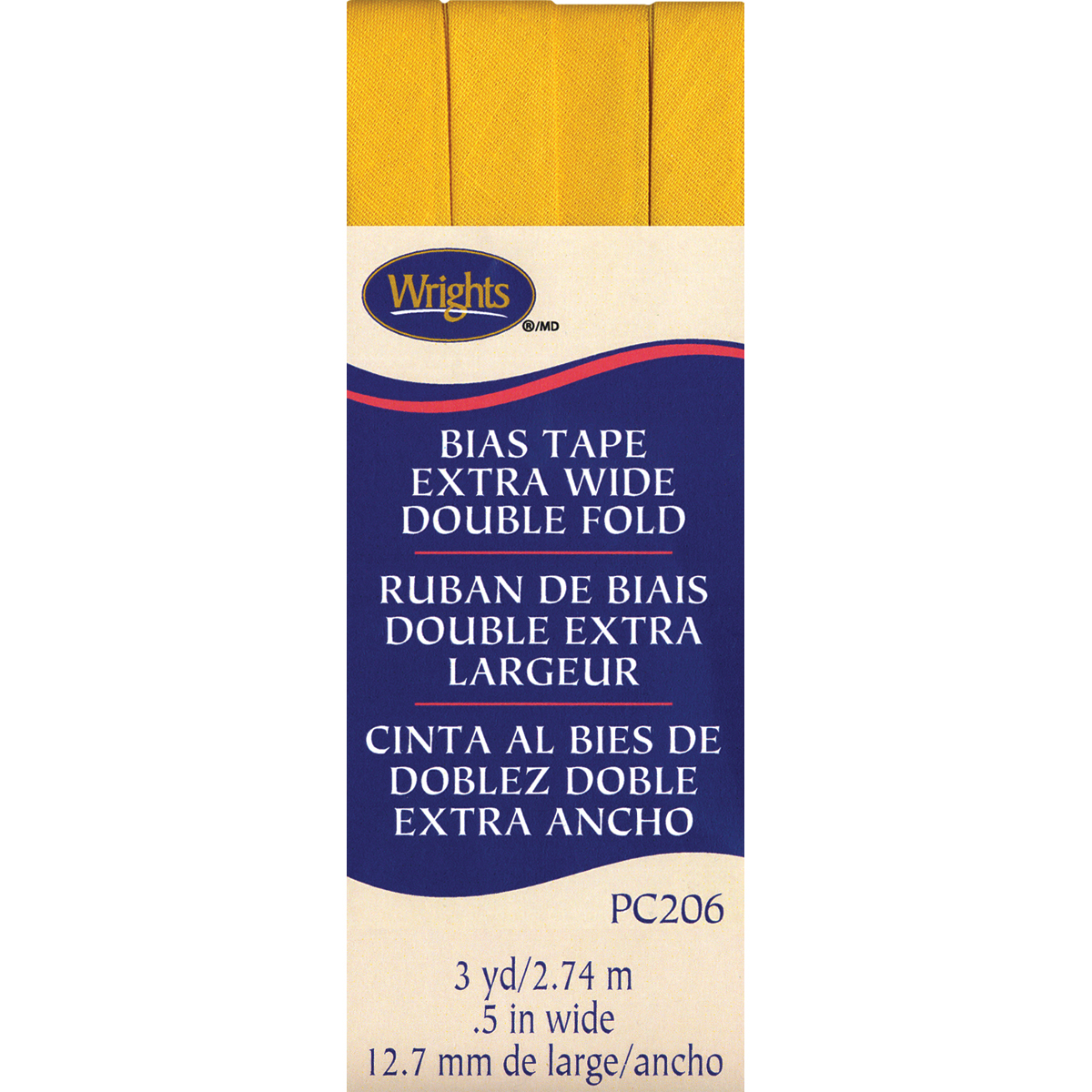 Wrights Double Fold Bias Tape .5/"x3yd-yellow