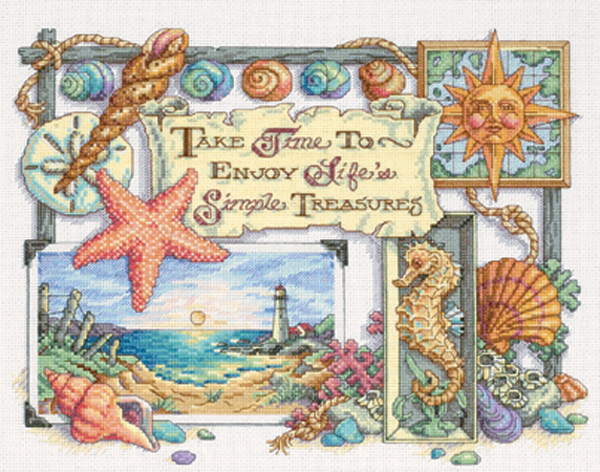 Dimensions-Counted-Cross-Stitch-Kit-14-034-X11-034-Simple-Treasures-14-Count