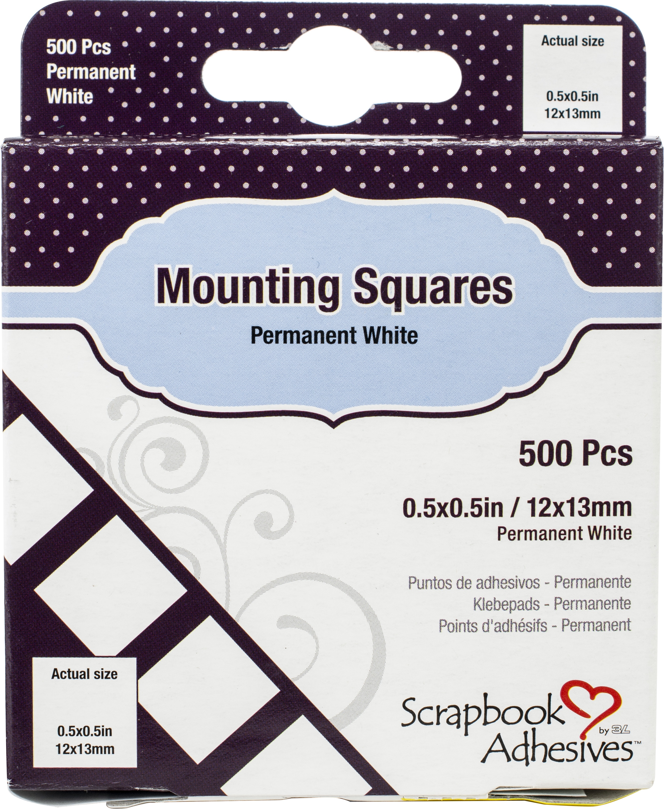 Scrapbook Adhesives Mounting Squares 500/PkgPermanent, White, .5"X.5