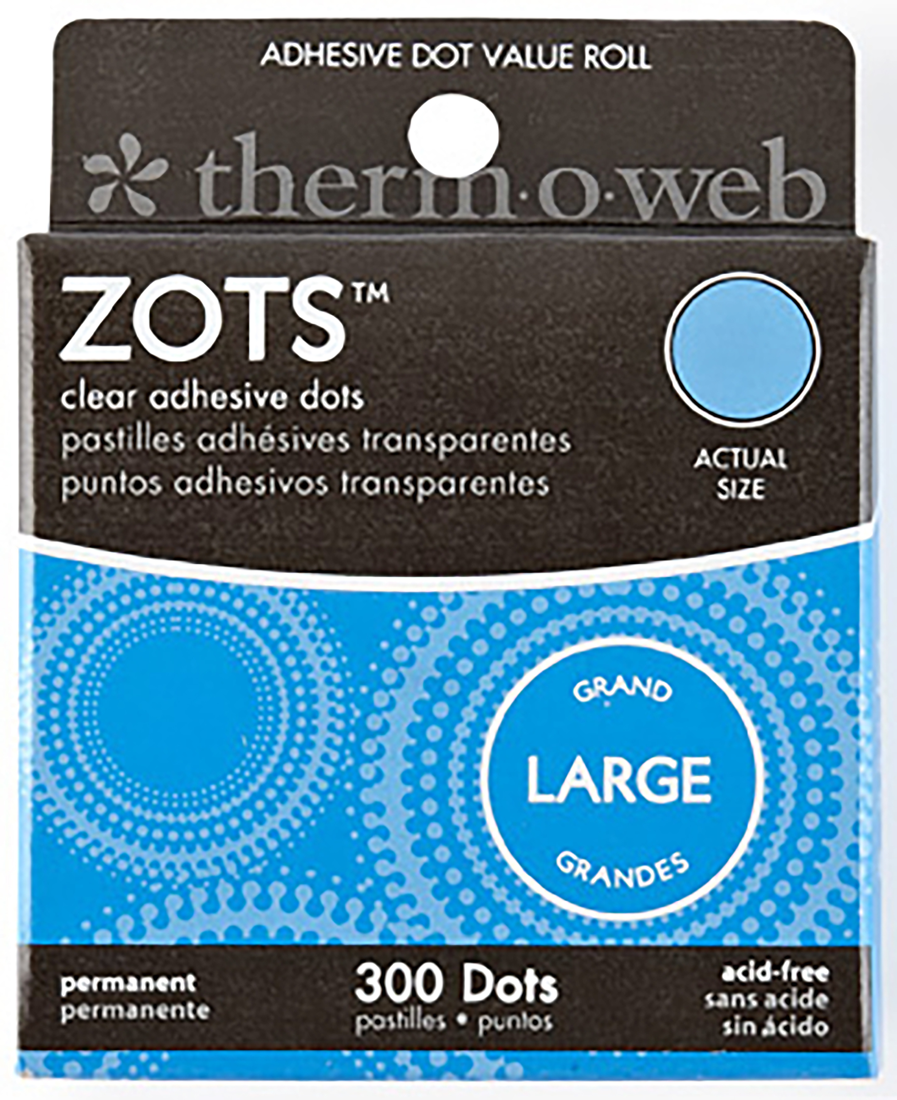 "Zots Clear Adhesive DotsLarge 1/2""X1/64"" Thick 300/Pkg, Set Of 3