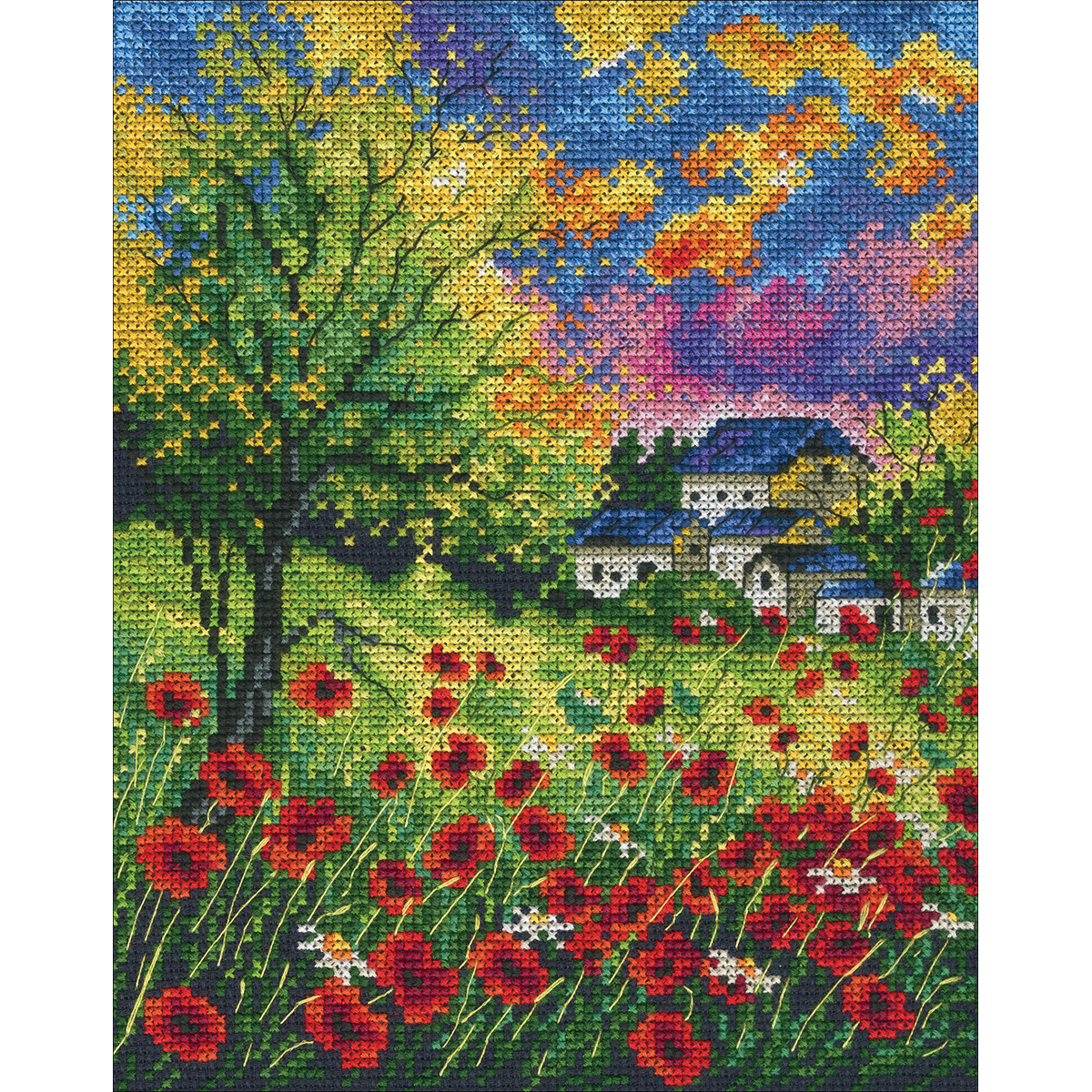 RTO Counted Cross Stitch Kit 7"X8.75"Run Away Poppies (14 Count), M624