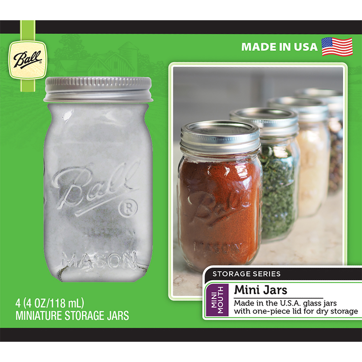 Details About Ball R Mini Glass Storage Jars 4 Pkg 1 Pint 4oz