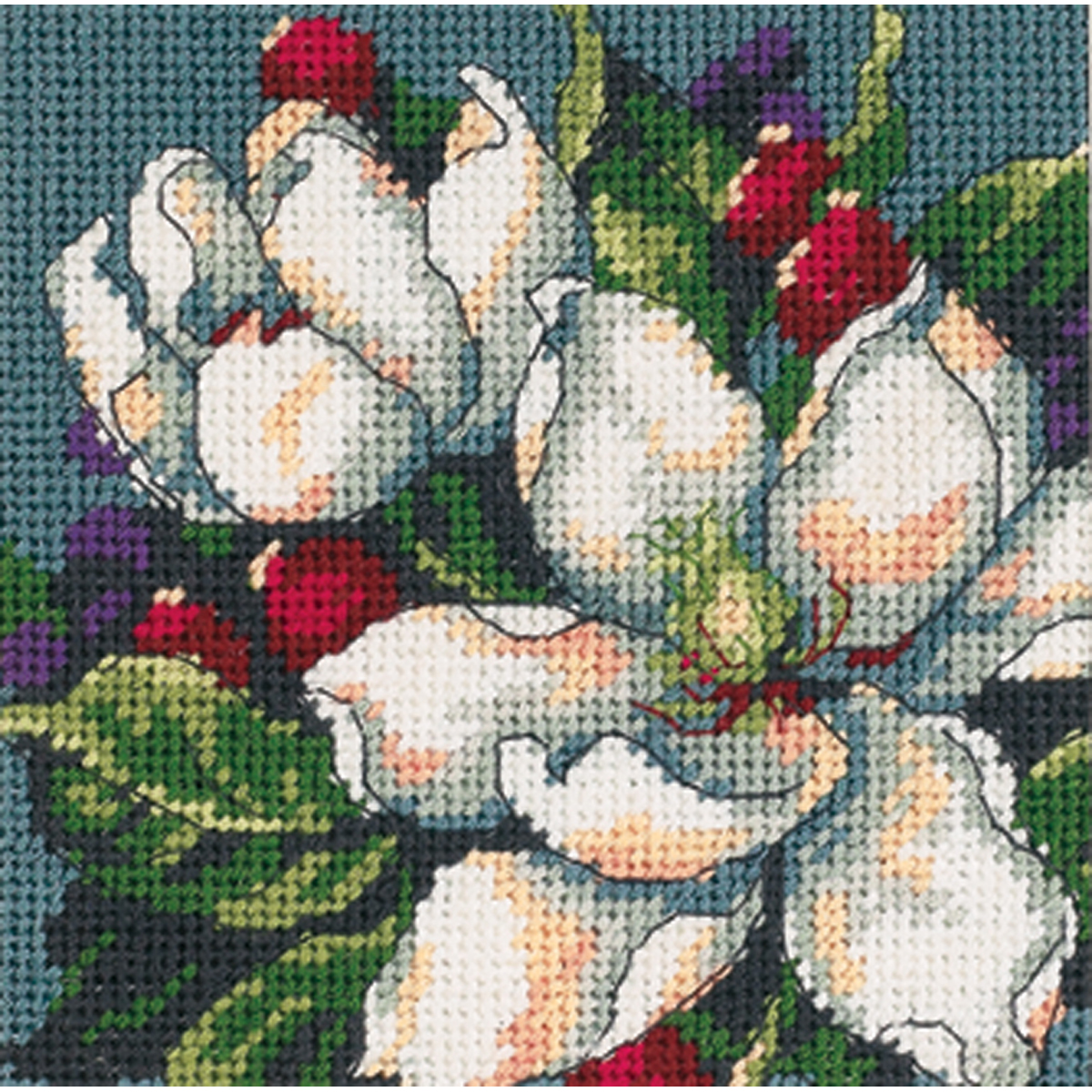 Dimensions Mini Needlepoint Kit 5"X5"Magnolia Stitched In Floss