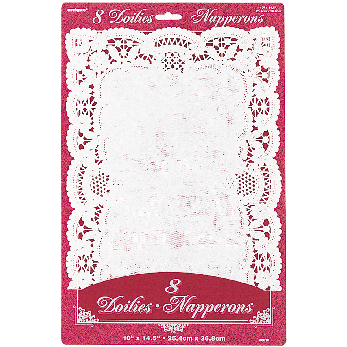 Unique Industries Paper Doilies10"X14.5" Rectangle White 8/Pkg, 6810