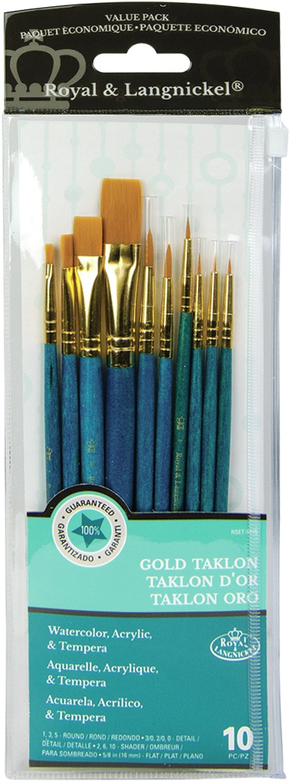 9155 Gold Taklon Value Pack Brush Set-10//Pkg