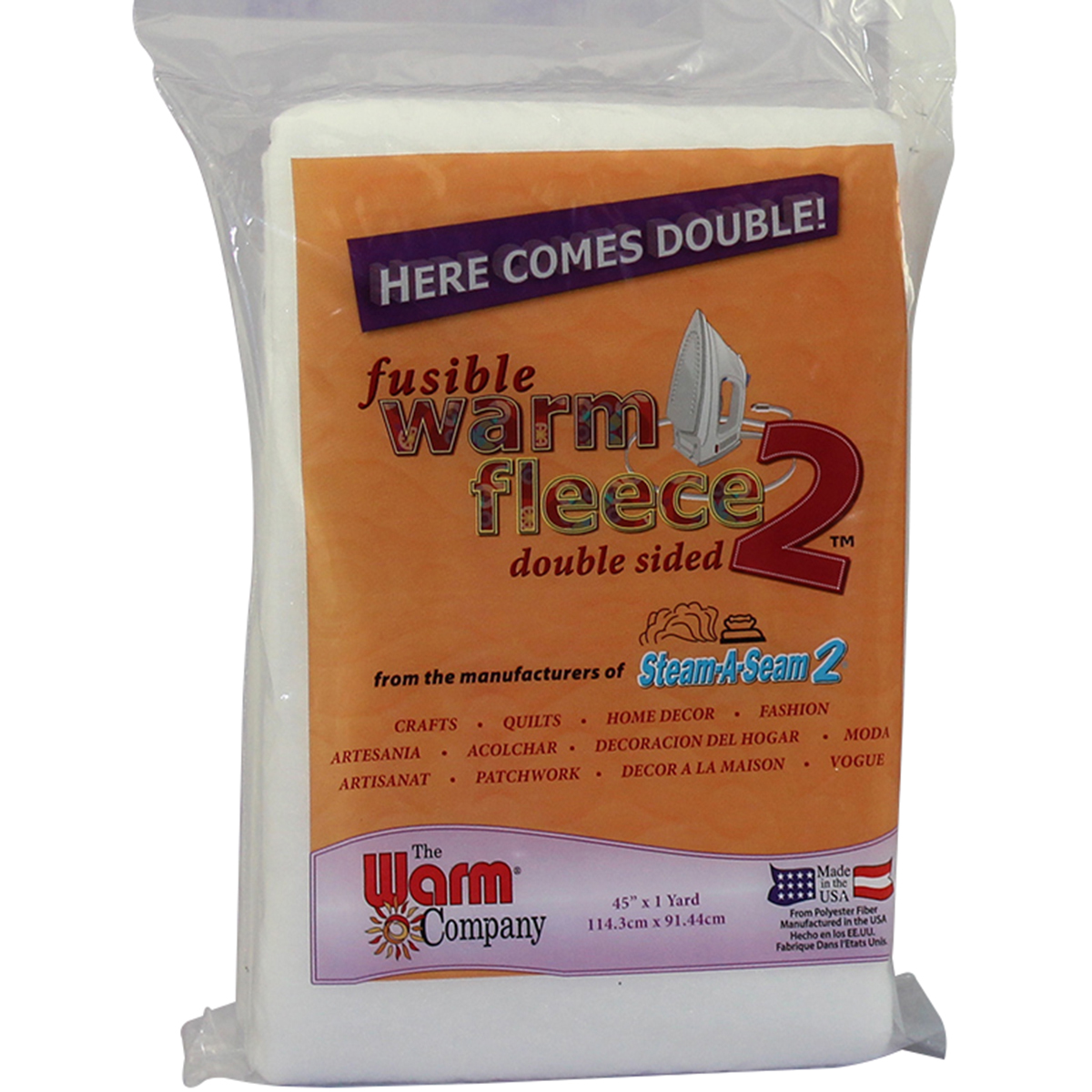 Warm Fleece Polyester Double Sided Fusible Batting36"X45" FOB MI