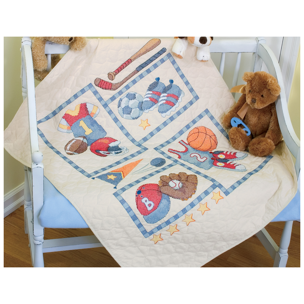 Dimensions/Baby Hugs Quilt Stamped Cross Stitch Kit 34"X43"Little