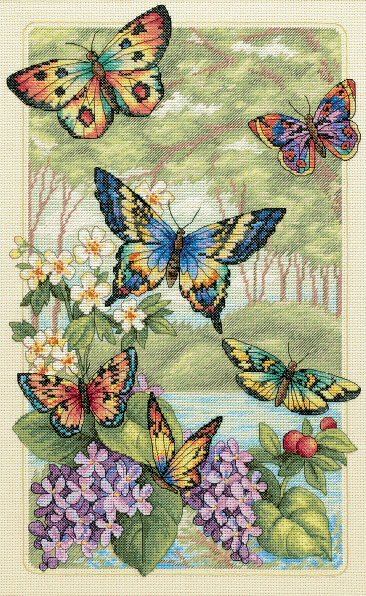 Gold Collection Butterfly Forest Counted Cross Stitch Kit10"X16" 14