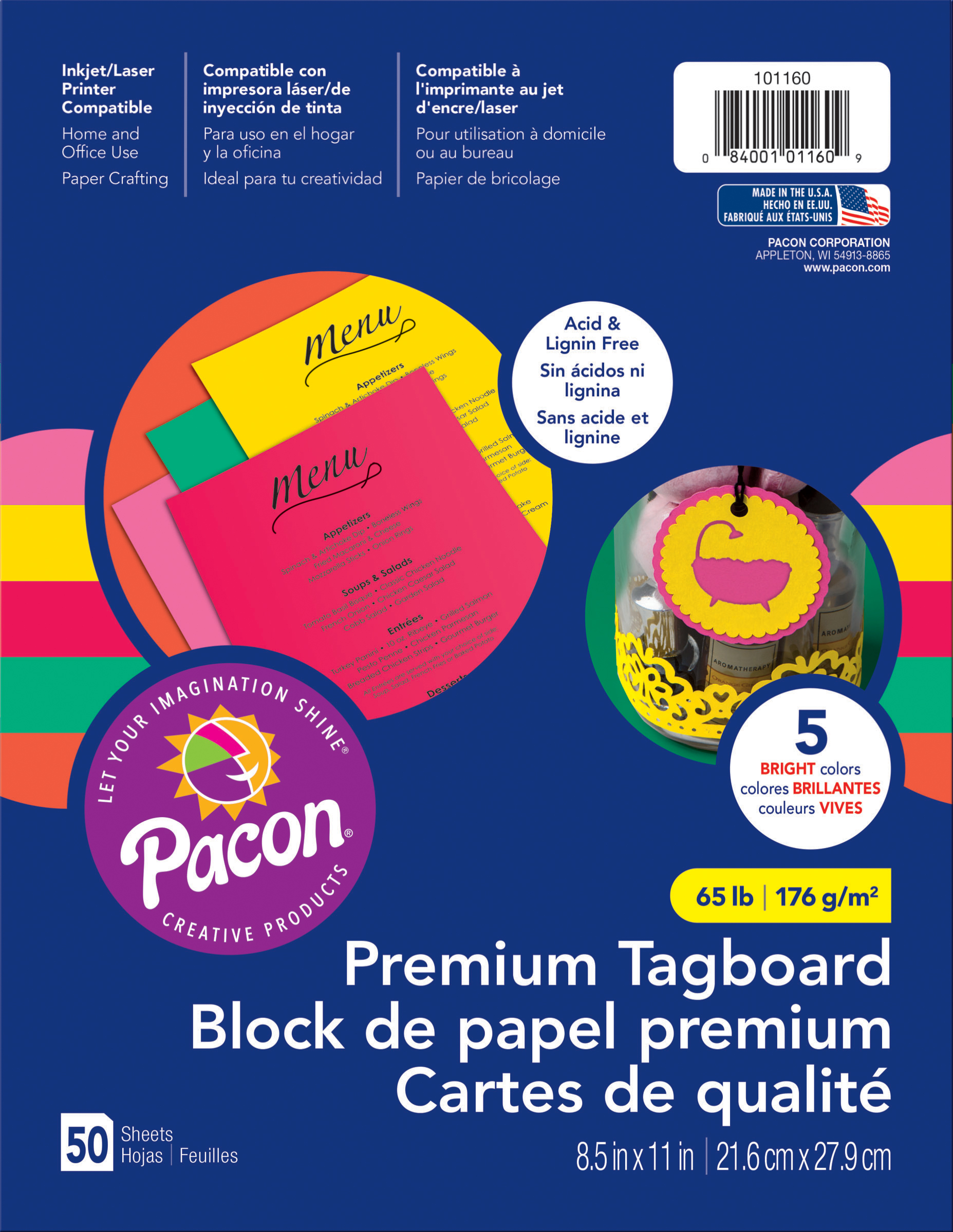 Pacon Premium tagboard carta 8.5"x11" 50 Fogli/Pkg-pergamena colori assortiti 