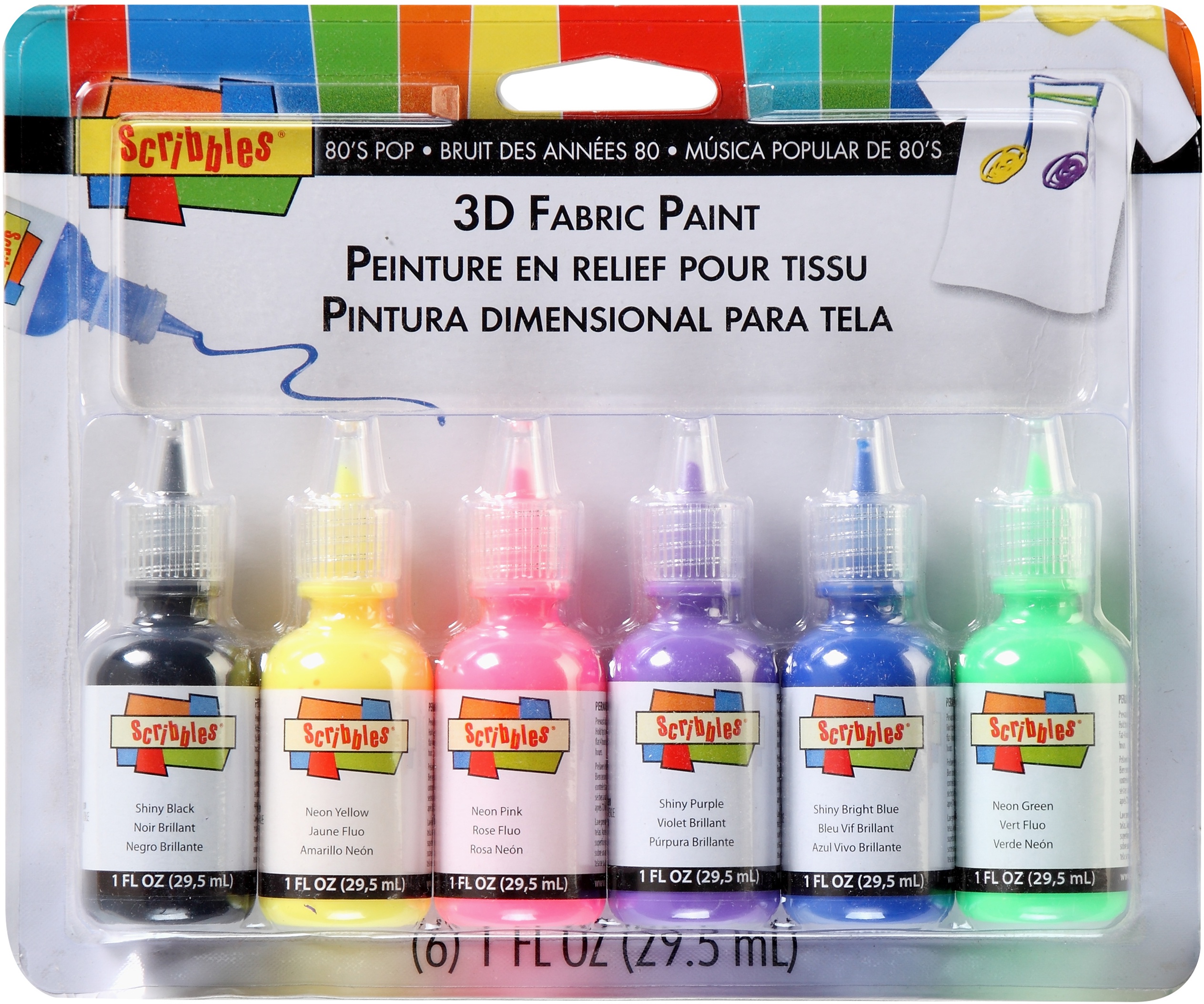 Scribbles 3D Fabric Paints 1oz 6/Pkg80s Pop, DFPS26512 eBay