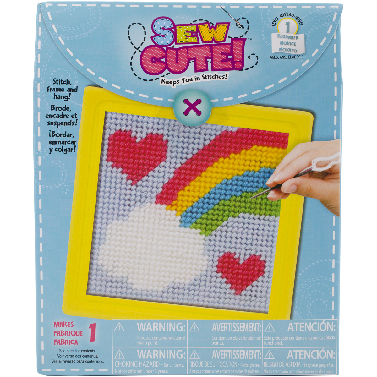 Sew Cute! Rainbow Needlepoint Kit-6"X6" Stitched In Yarn 765468619040