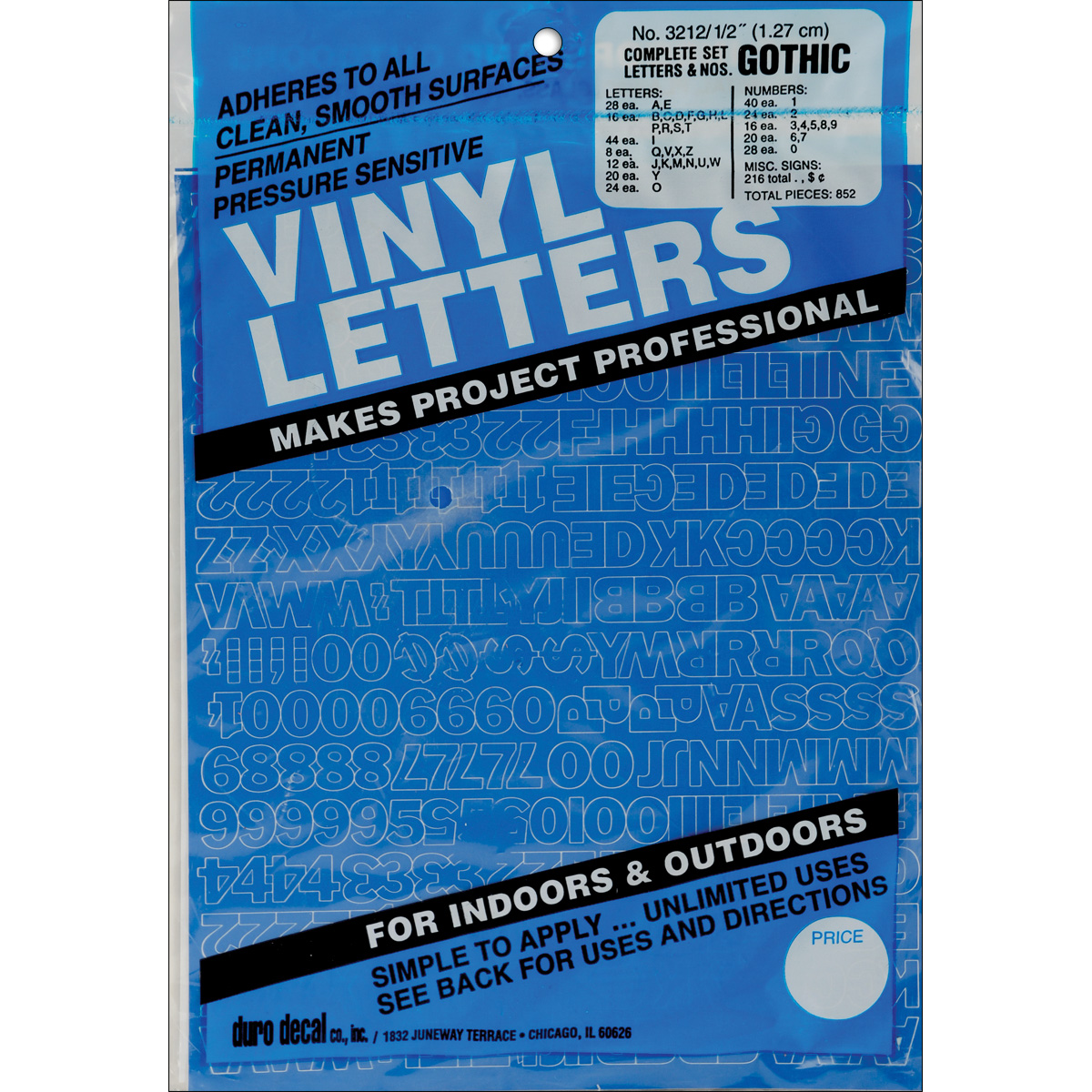 GRAPHIC PRODUCTS PERMANENT Adhesive Vinyl Letters Numbers 5 852 Pkg 