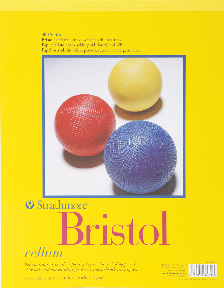 Strathmore Bristol Vellum Paper Pad 11"X14"20 Sheets, 342111