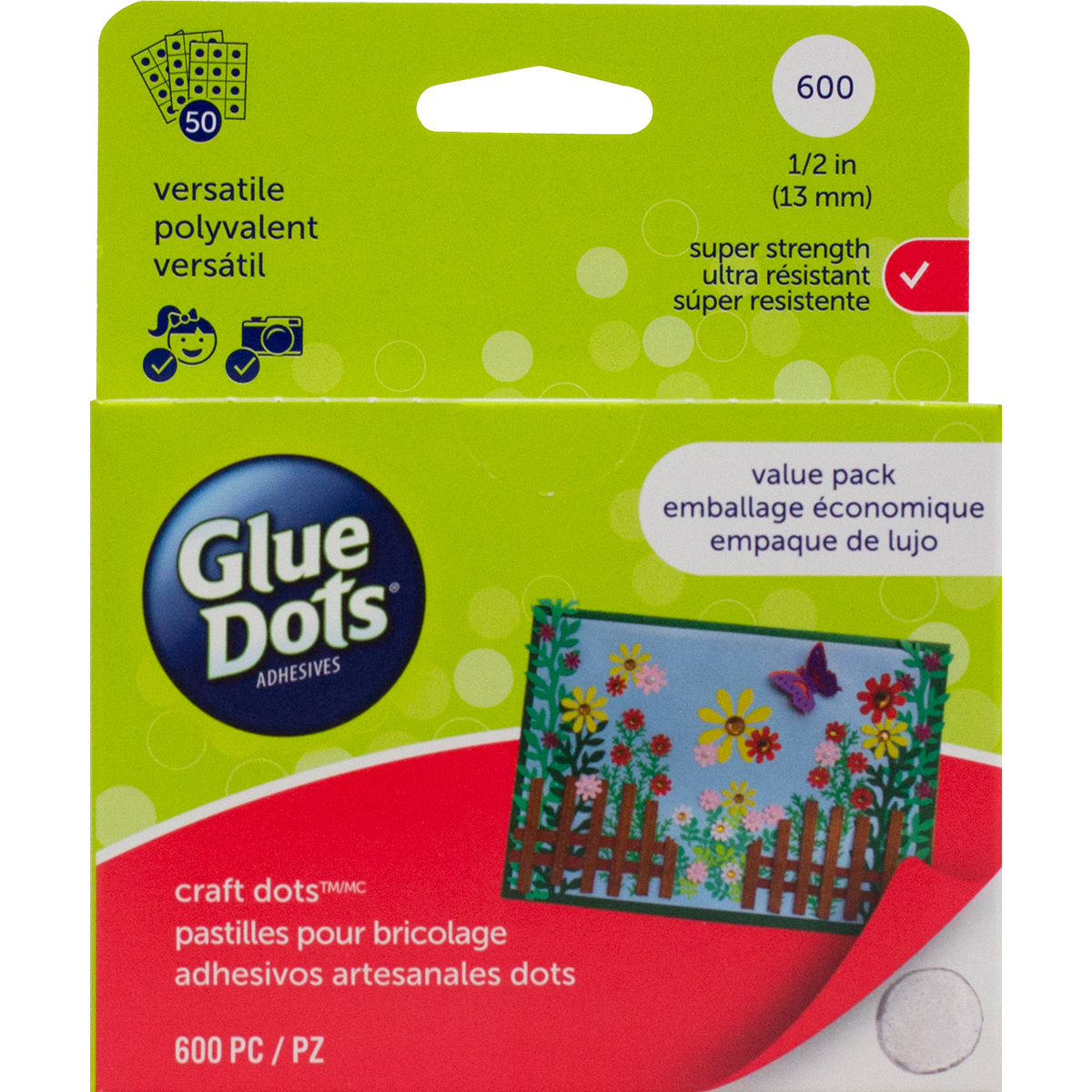 Glue Dots Craft Glue Dot Value Pack, 1/2 Inch, Clear, Pack of 600