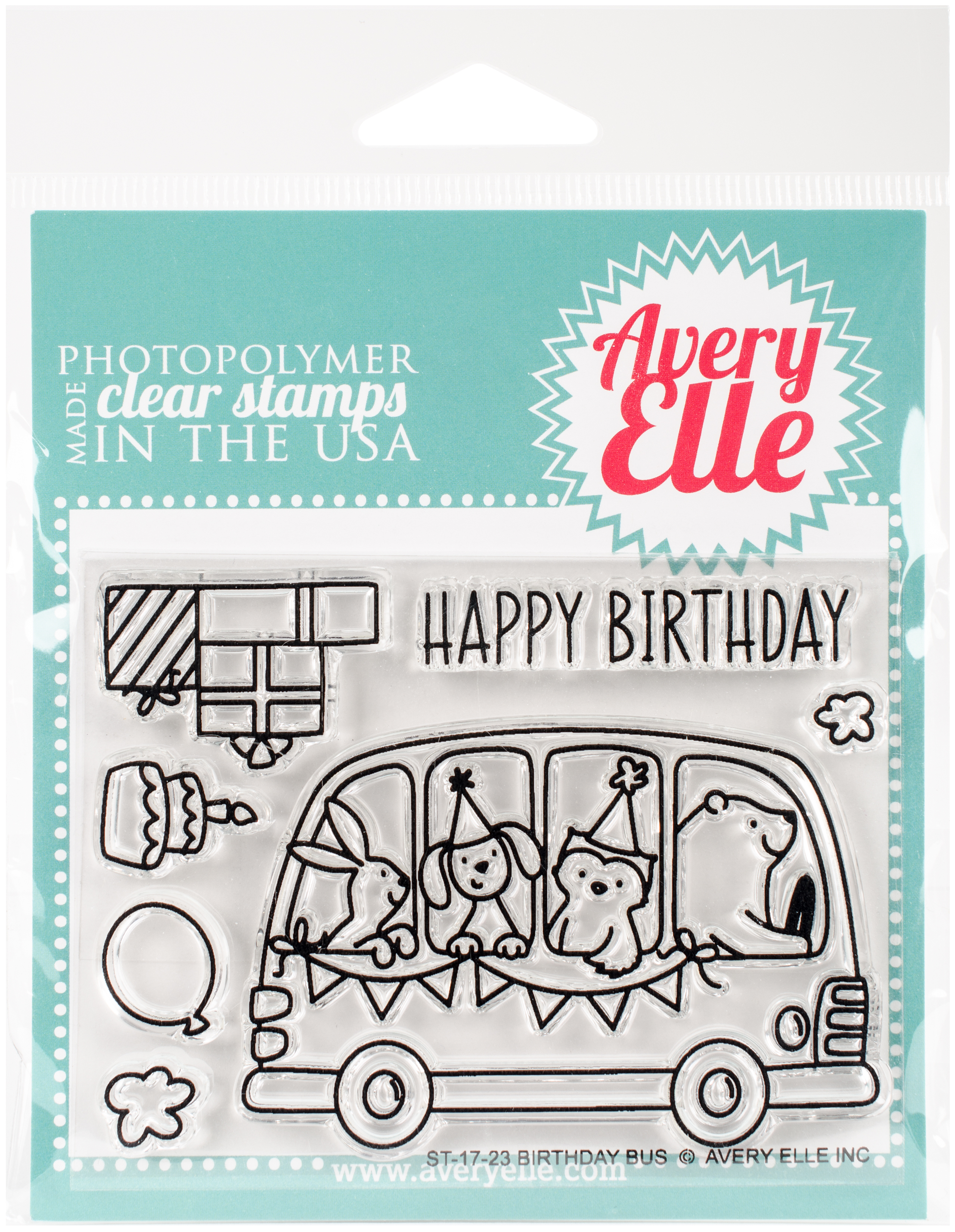 Avery Elle Clear Stamp Birthday Bus AE1723