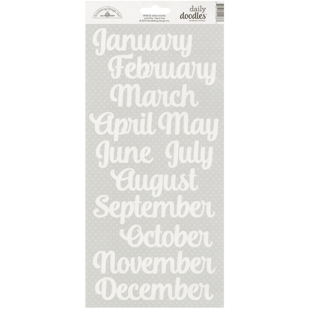 Doodlebug-Daily-Doodles-Cardstock-Stickers-6-034-X13-034-Lily-White-Months-DAI4938