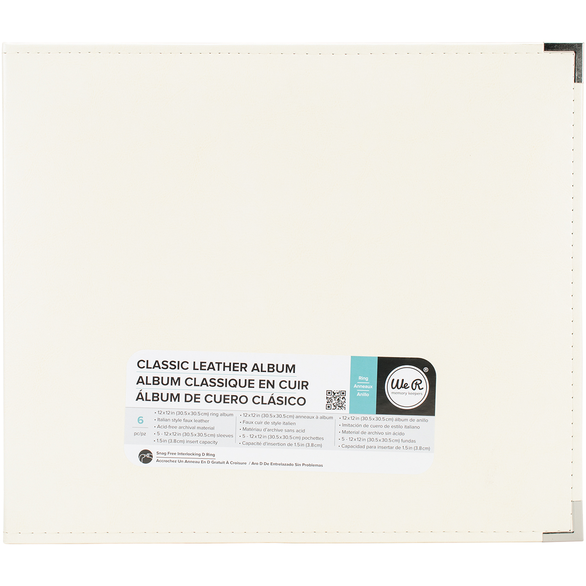 We R Classic Leather D-Ring Album 12"X12"-Vanilla