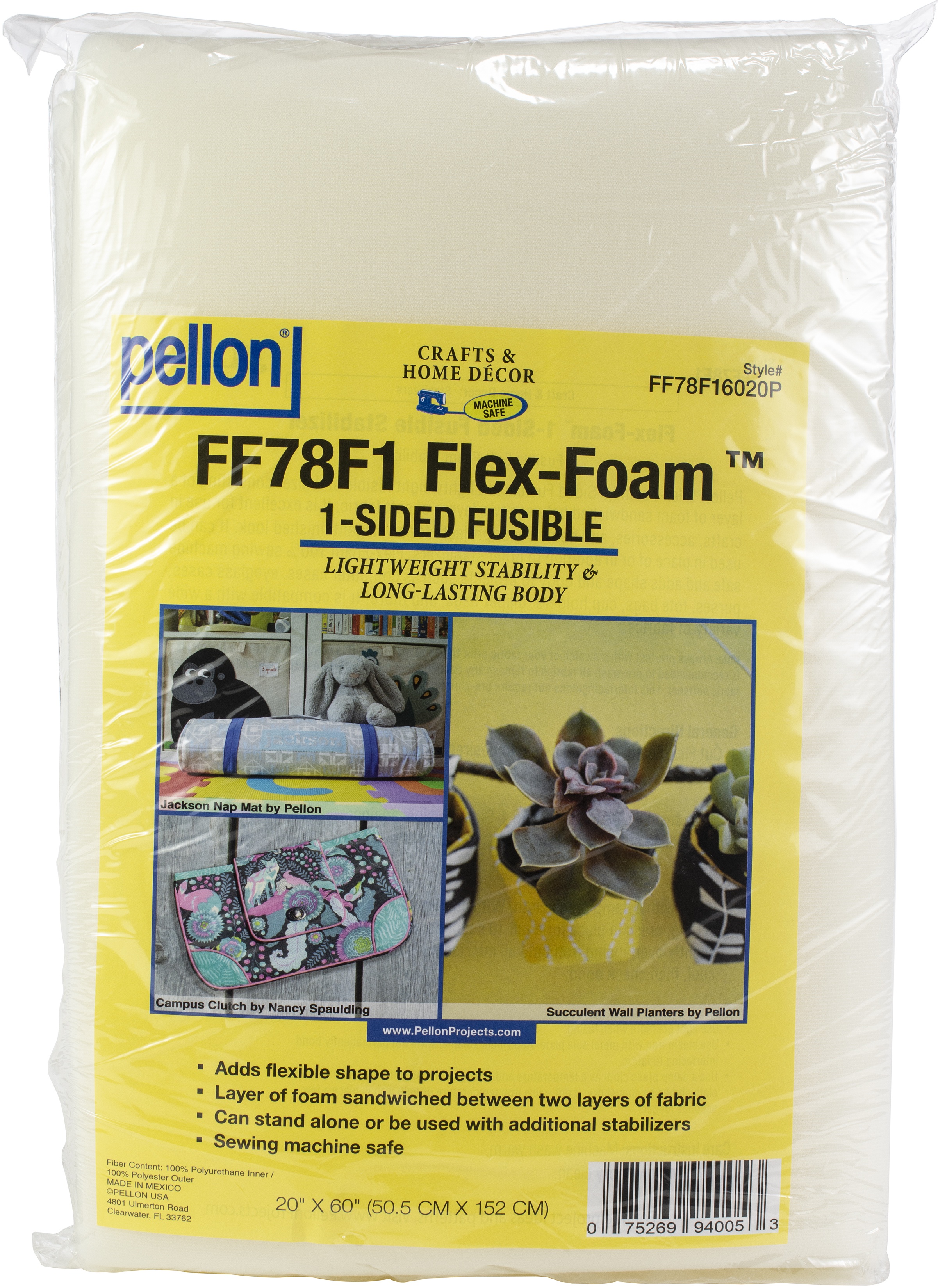Pellon FF78F16020P FlexFoam 1Sided Fusible Stabilizer, 20" x 60