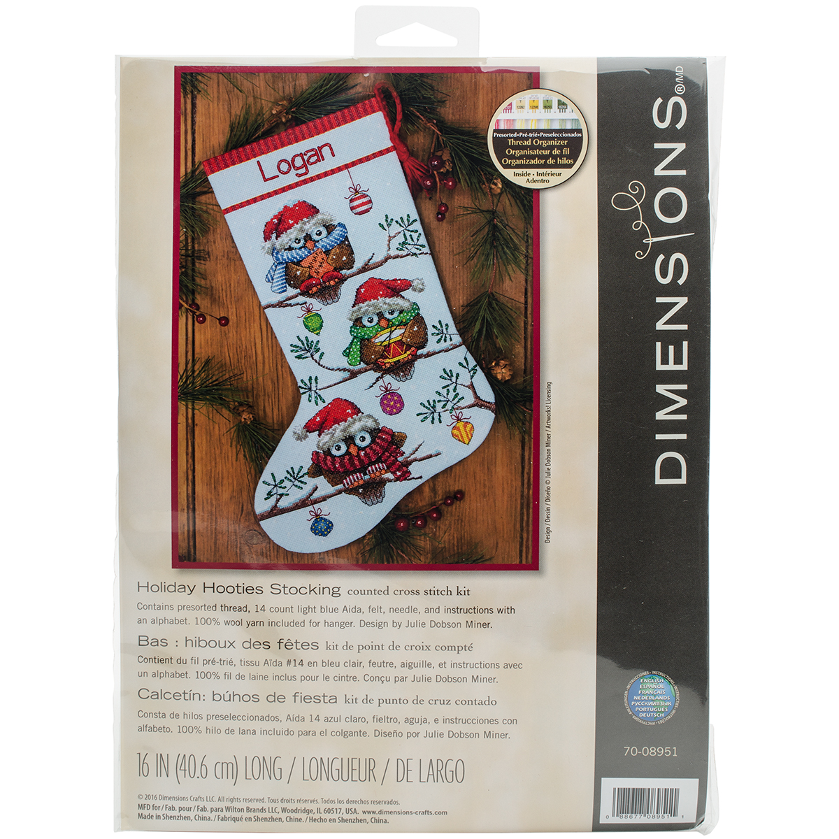 Dimensions Counted Cross Stitch Kit 16/" Long-Cute Carolers Stocking 14 Count