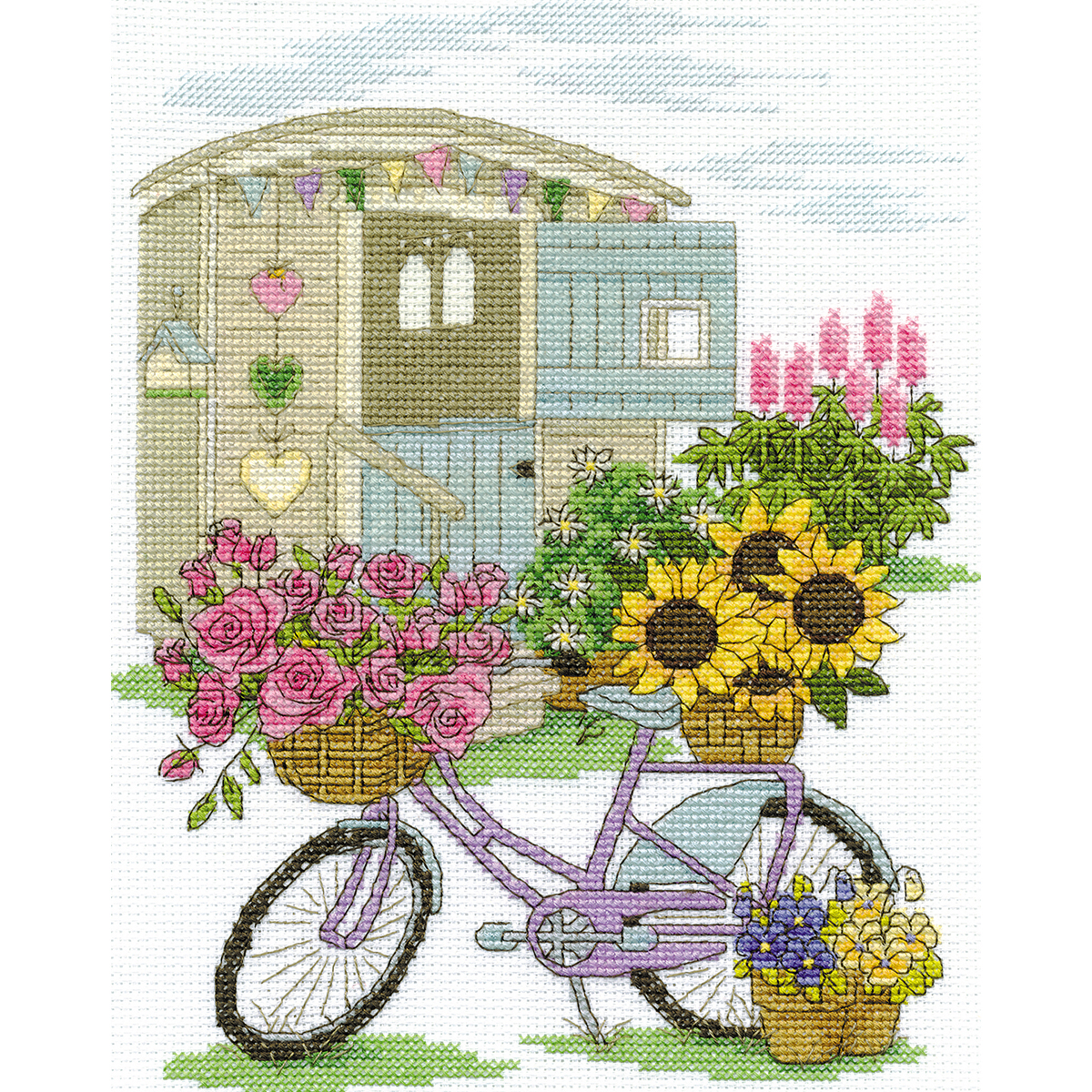 DMC Counted Cross Stitch Kit 8'X10"-Flowery Bicycle (14 Count), BK1549
