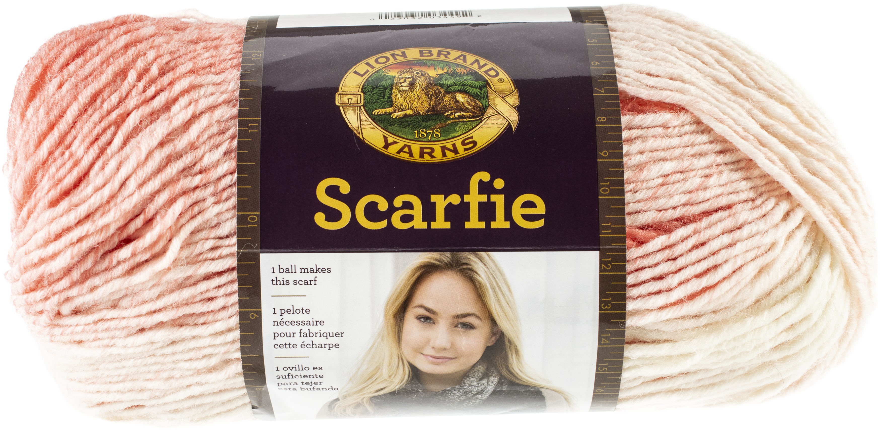 Lion Brand Scarfie YarnCoral/Cream eBay
