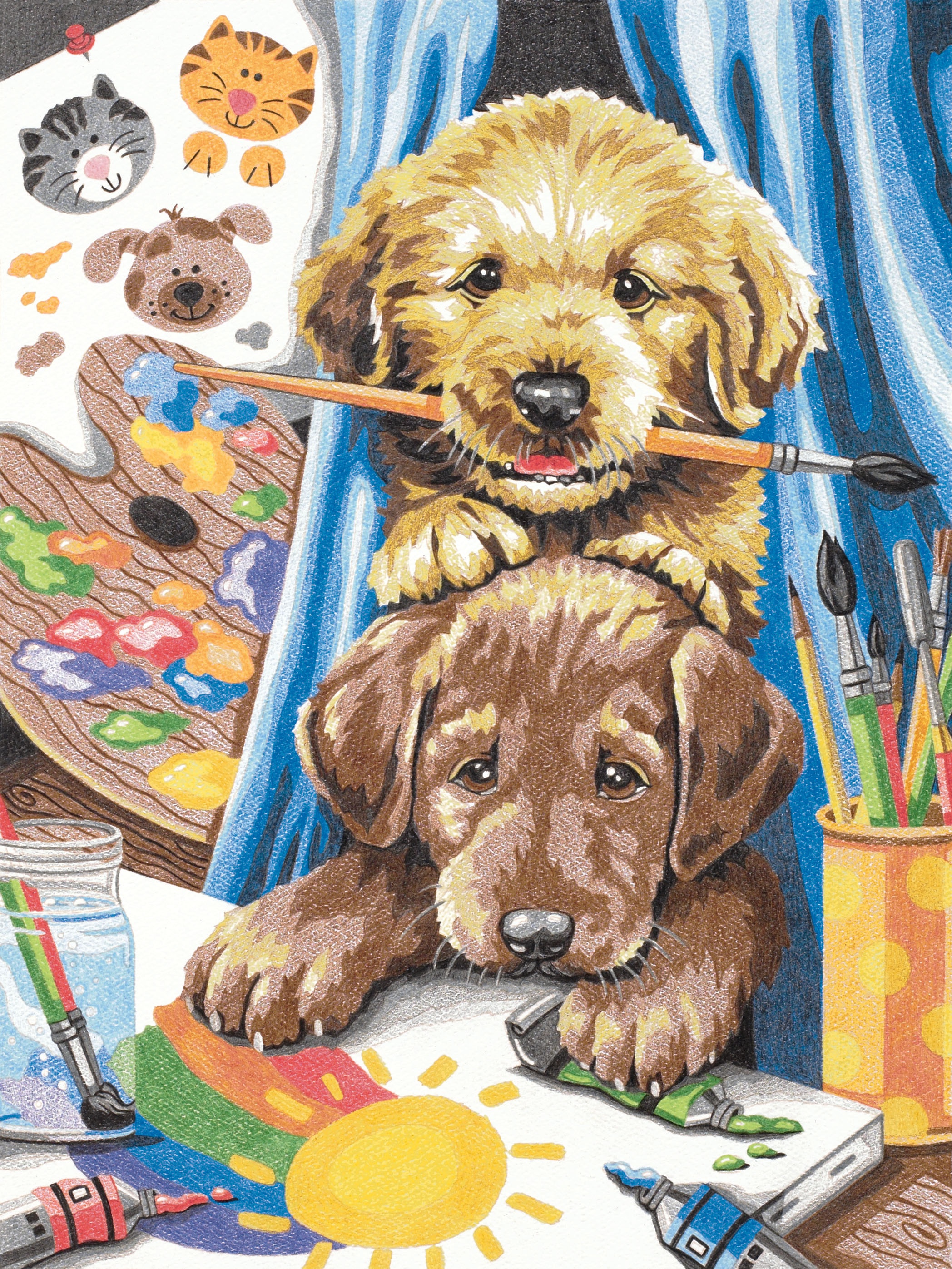 Pencil Works Color By Number Kit 9"X12"Puppies 88677916886 eBay