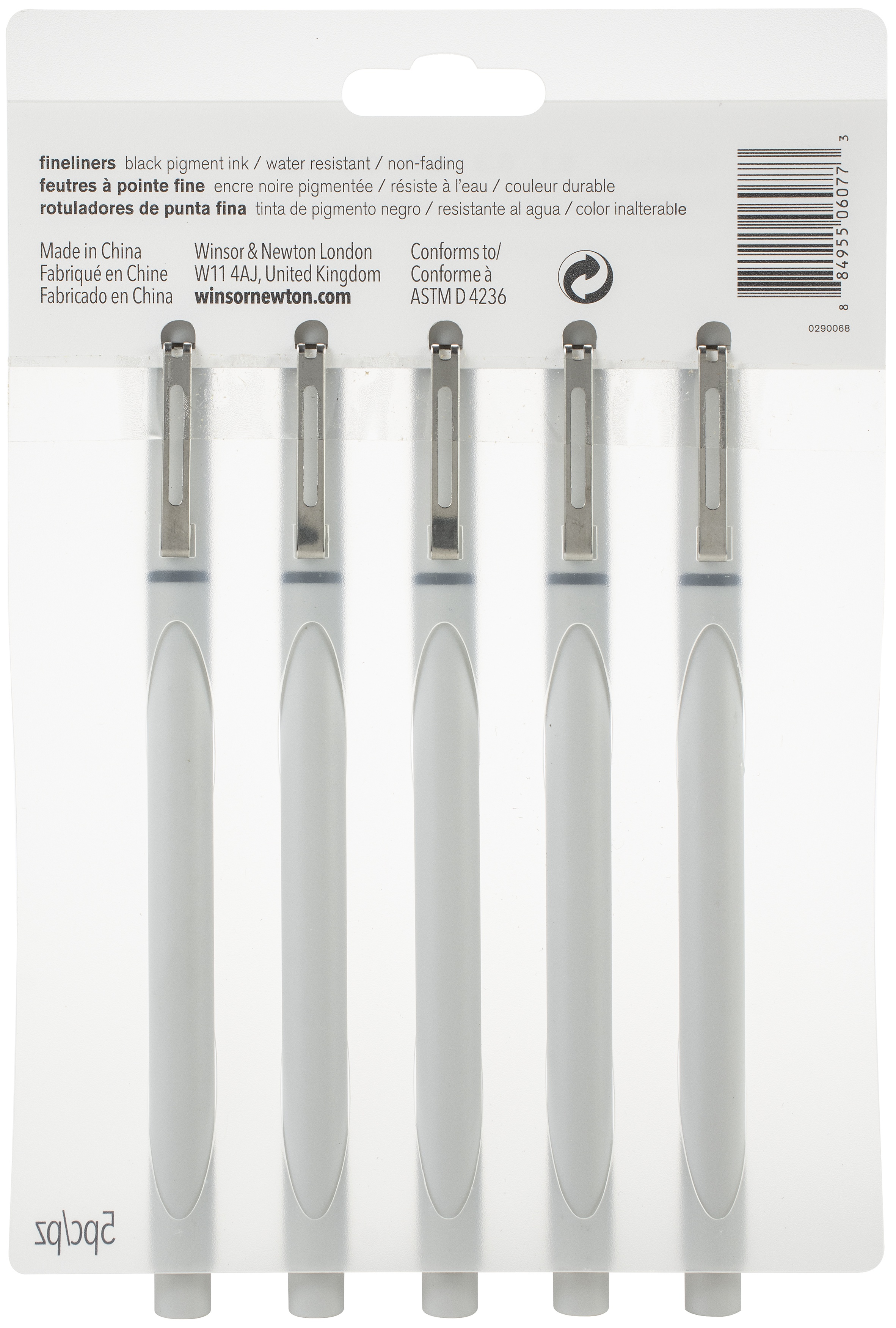 Assorted Sizes 884955060773 Winsor /& Newton Fineliner Set 5//Pkg Black