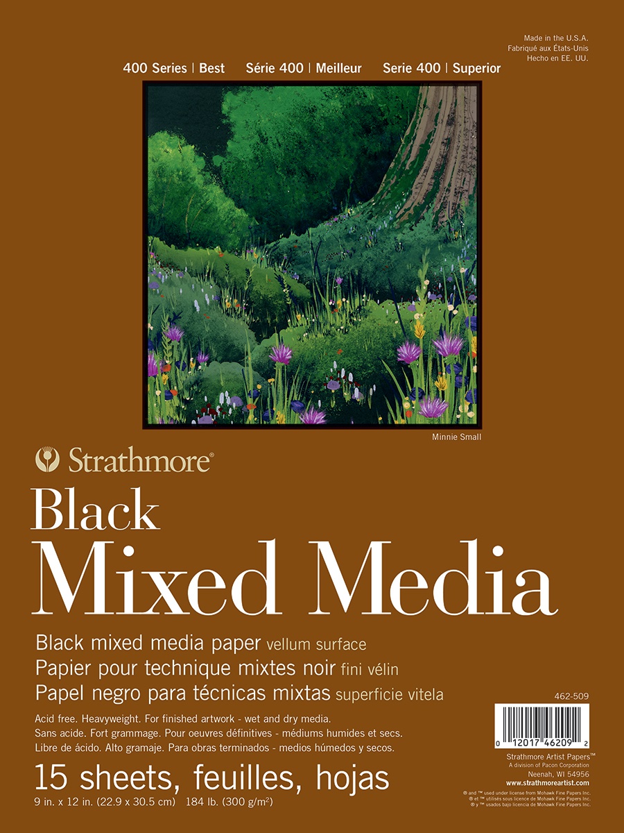 Strathmore 400 Series Mixed Media Pad Black 9"X12"15 Sheets