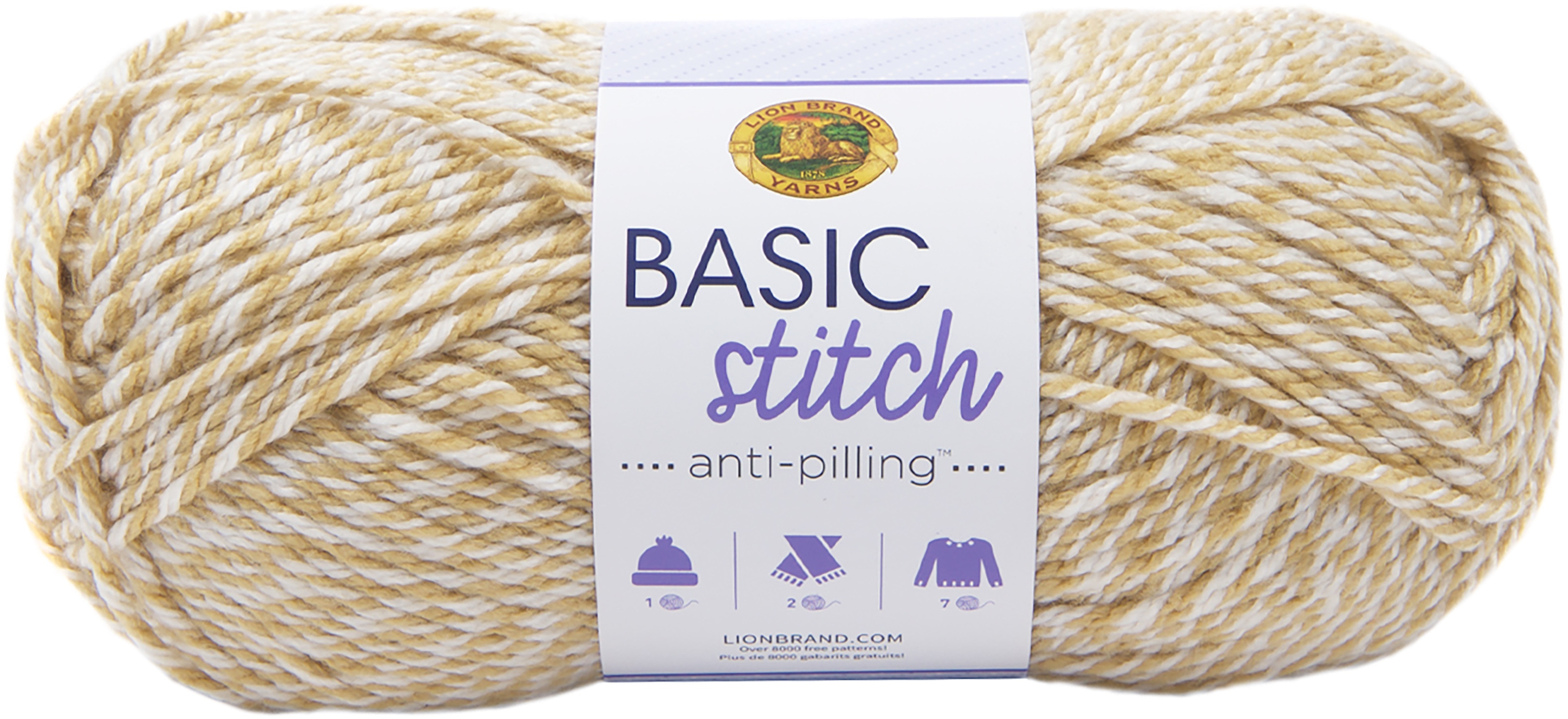 Lion Brand Yarn Basic Stitch Anti Pilling Tan White Ebay