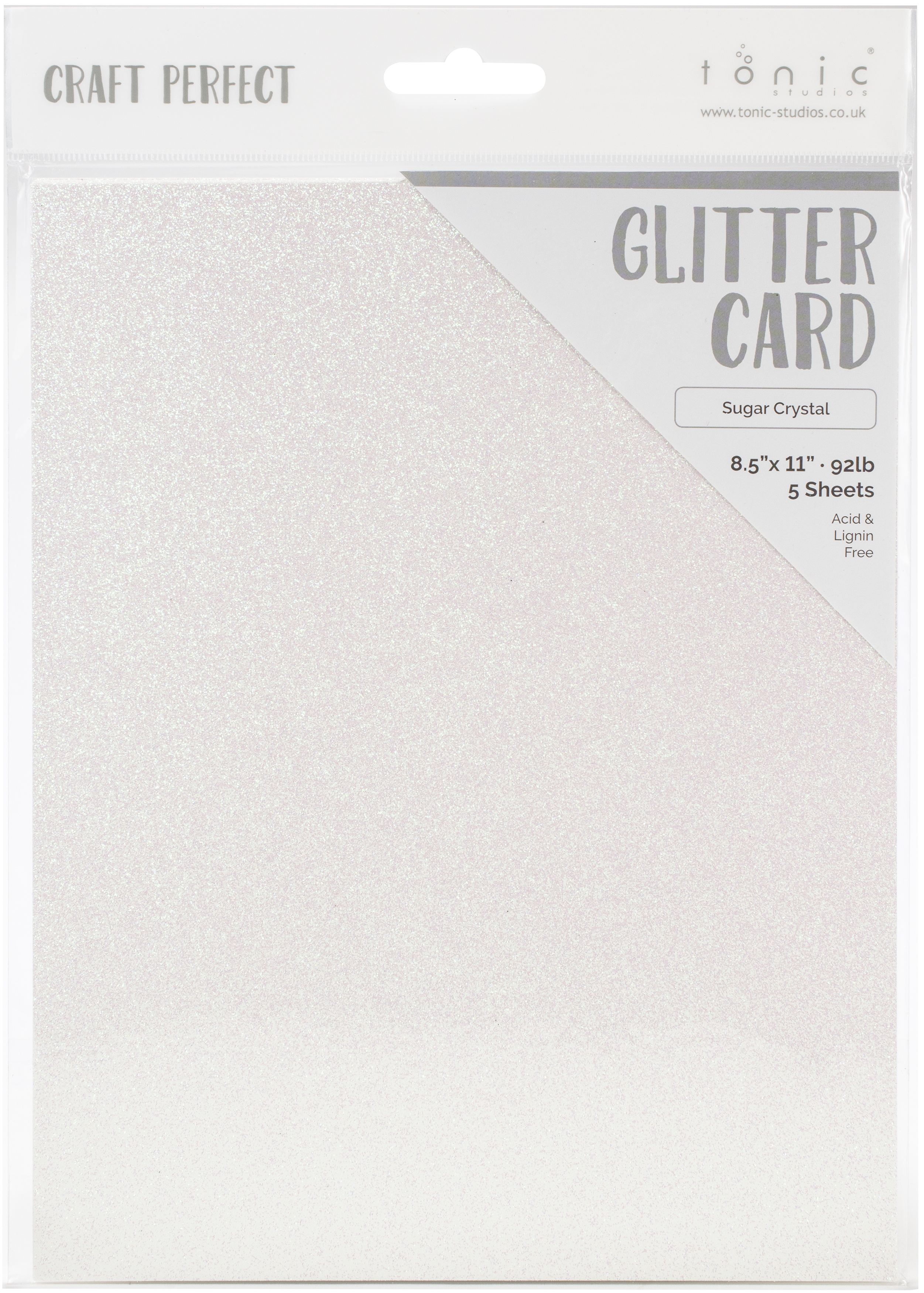 Craft Perfect Glitter Cardstock 85x11 5pkg Sugar Crystal